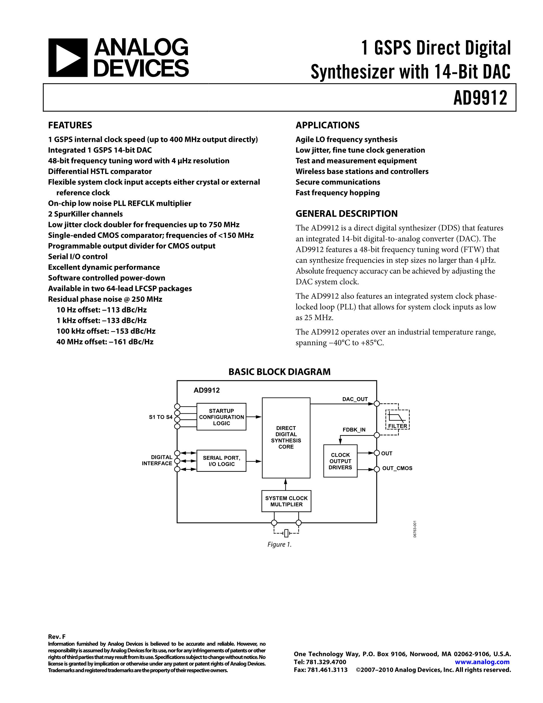 AD9912ABCPZ-REEL7's pdf picture 1