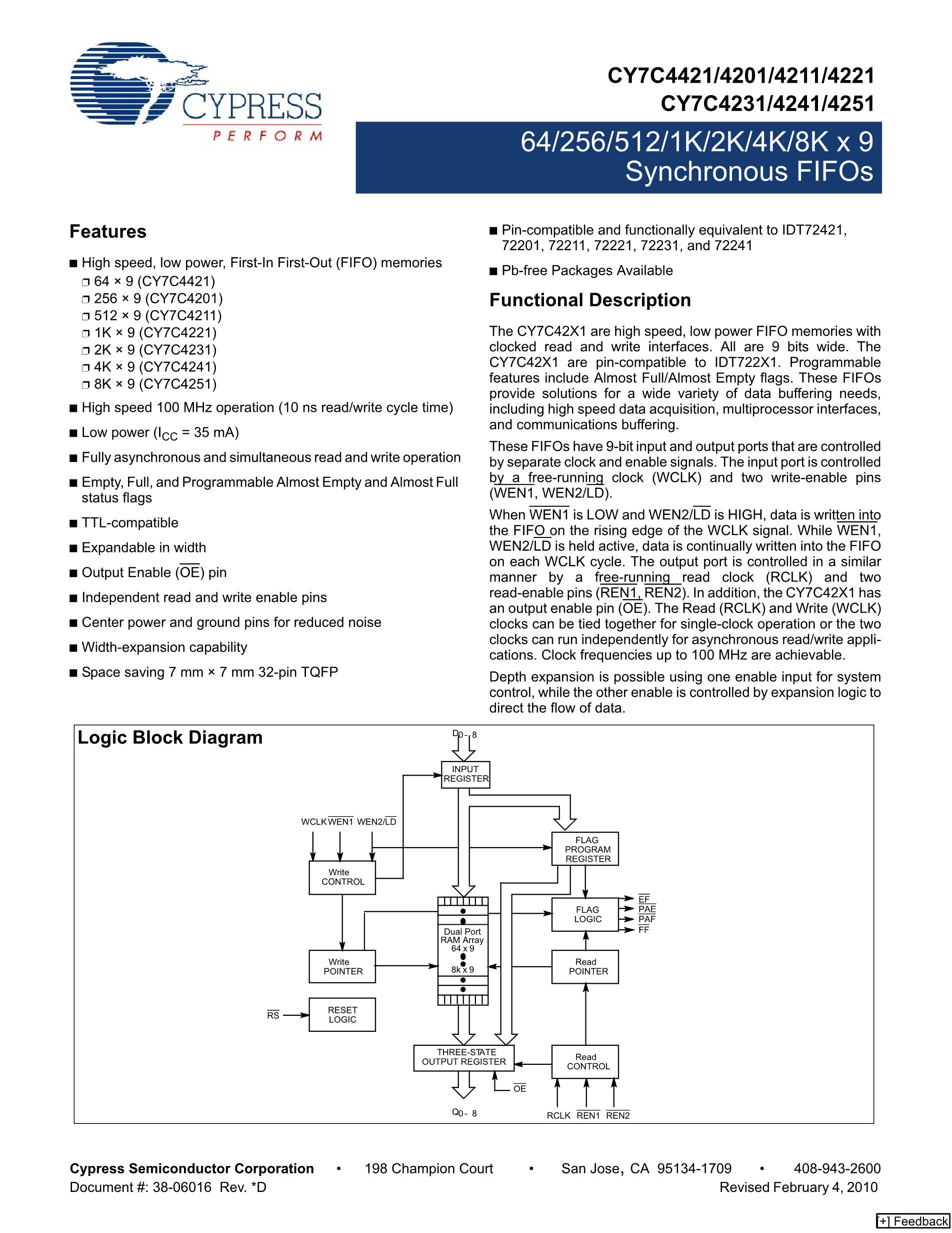 CY7C4275-15ASC's pdf picture 1