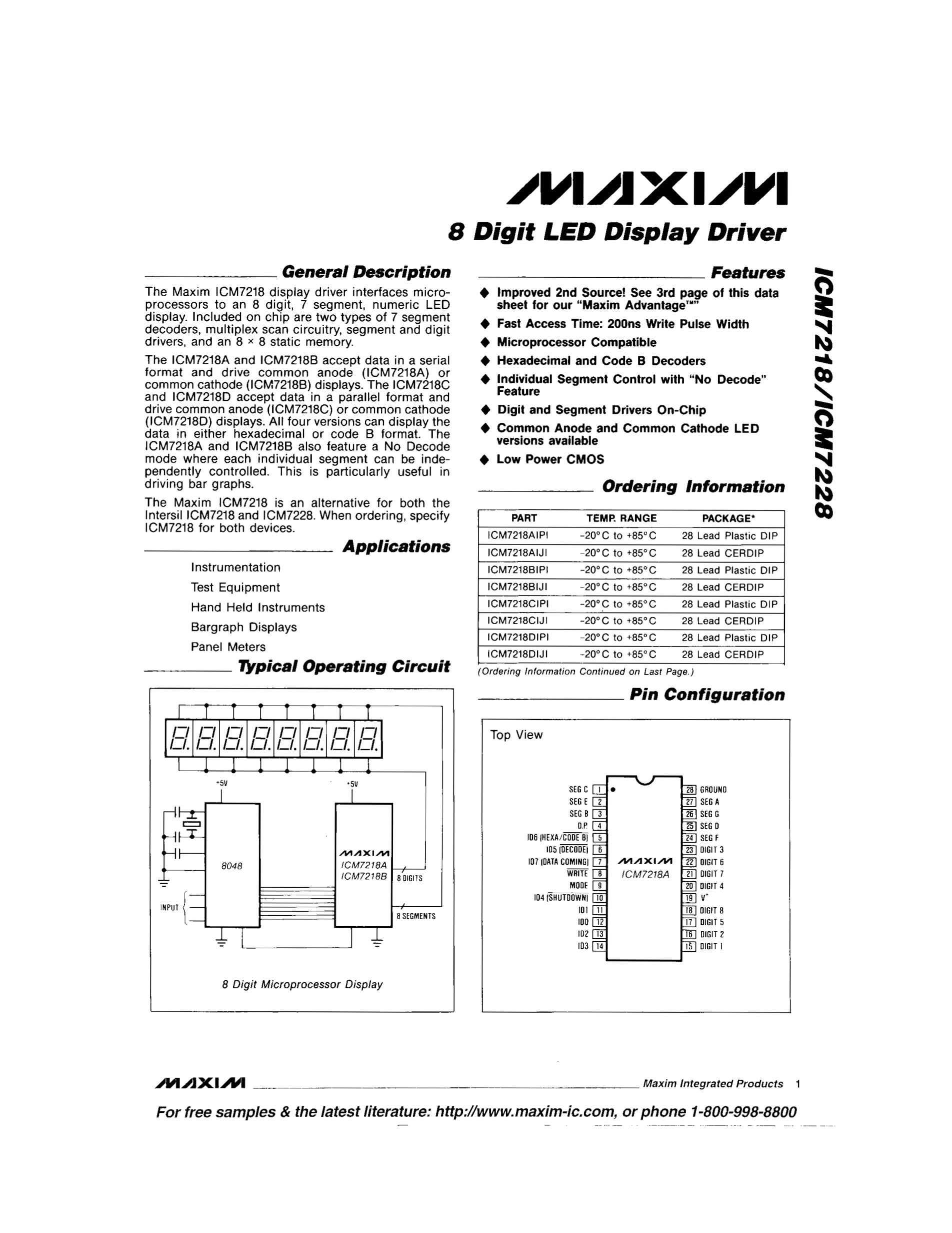 ICM7217BIPI's pdf picture 1