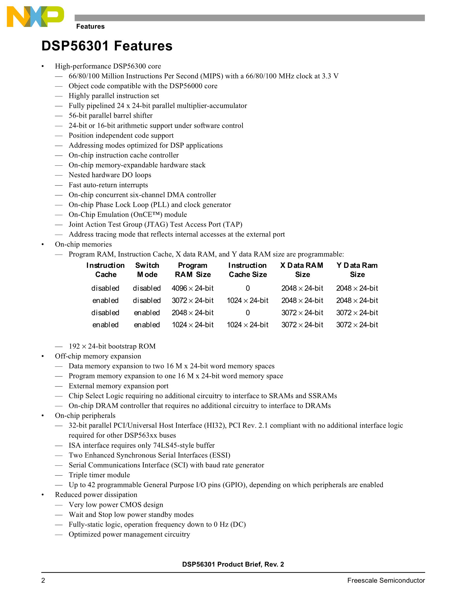 DSP56303VF100's pdf picture 2