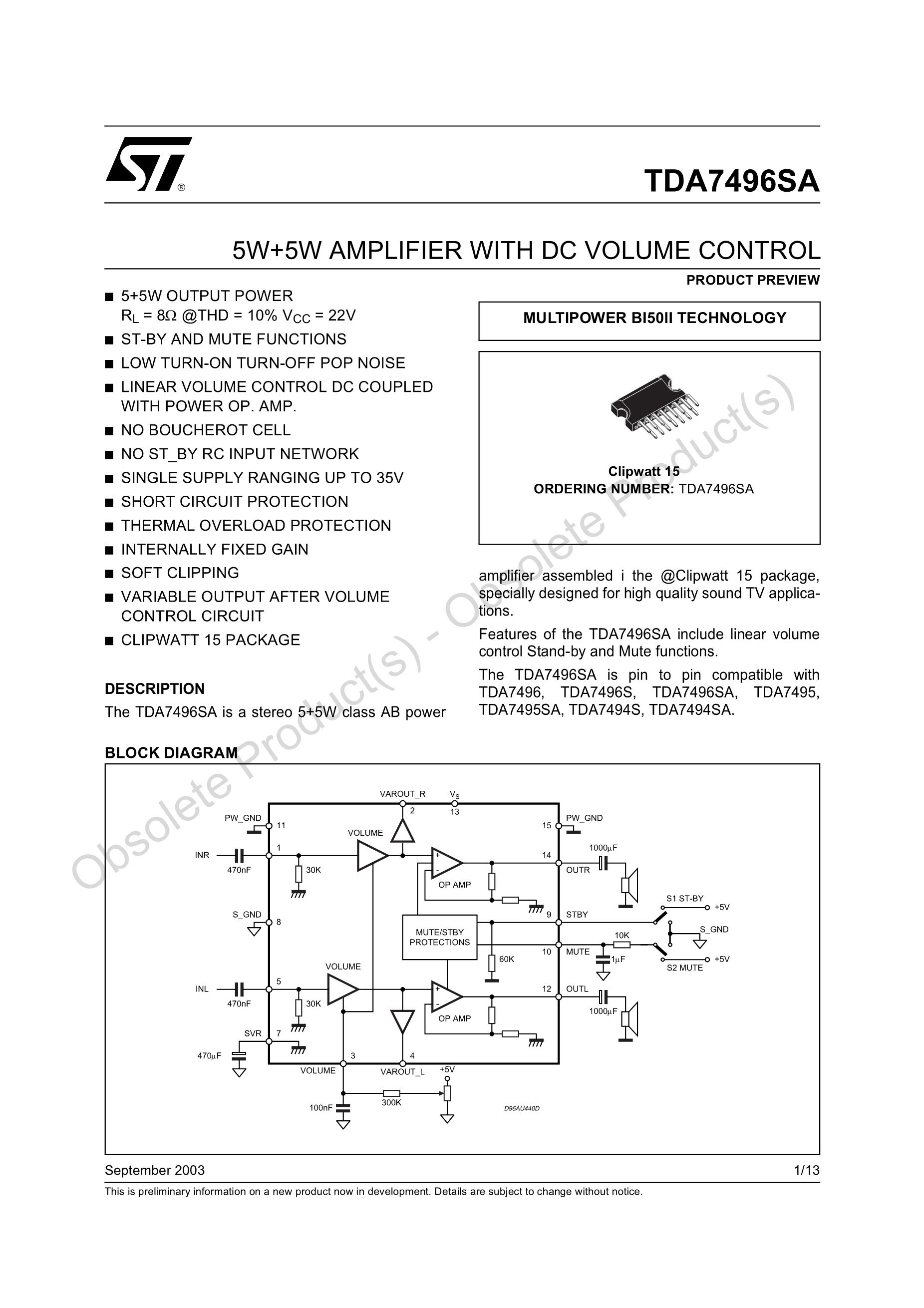 TDA7498MV's pdf picture 1