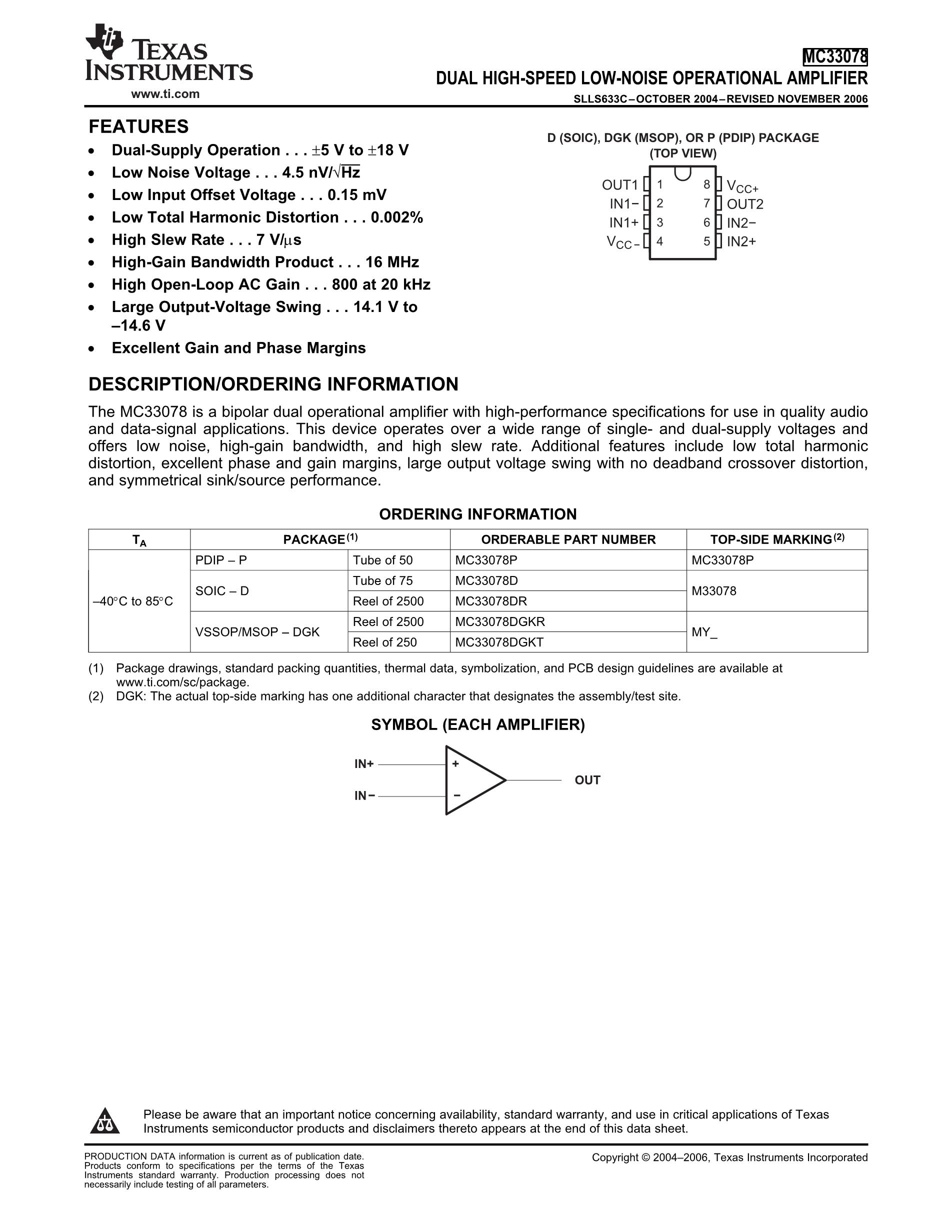 MC33078DGKRG4's pdf picture 1