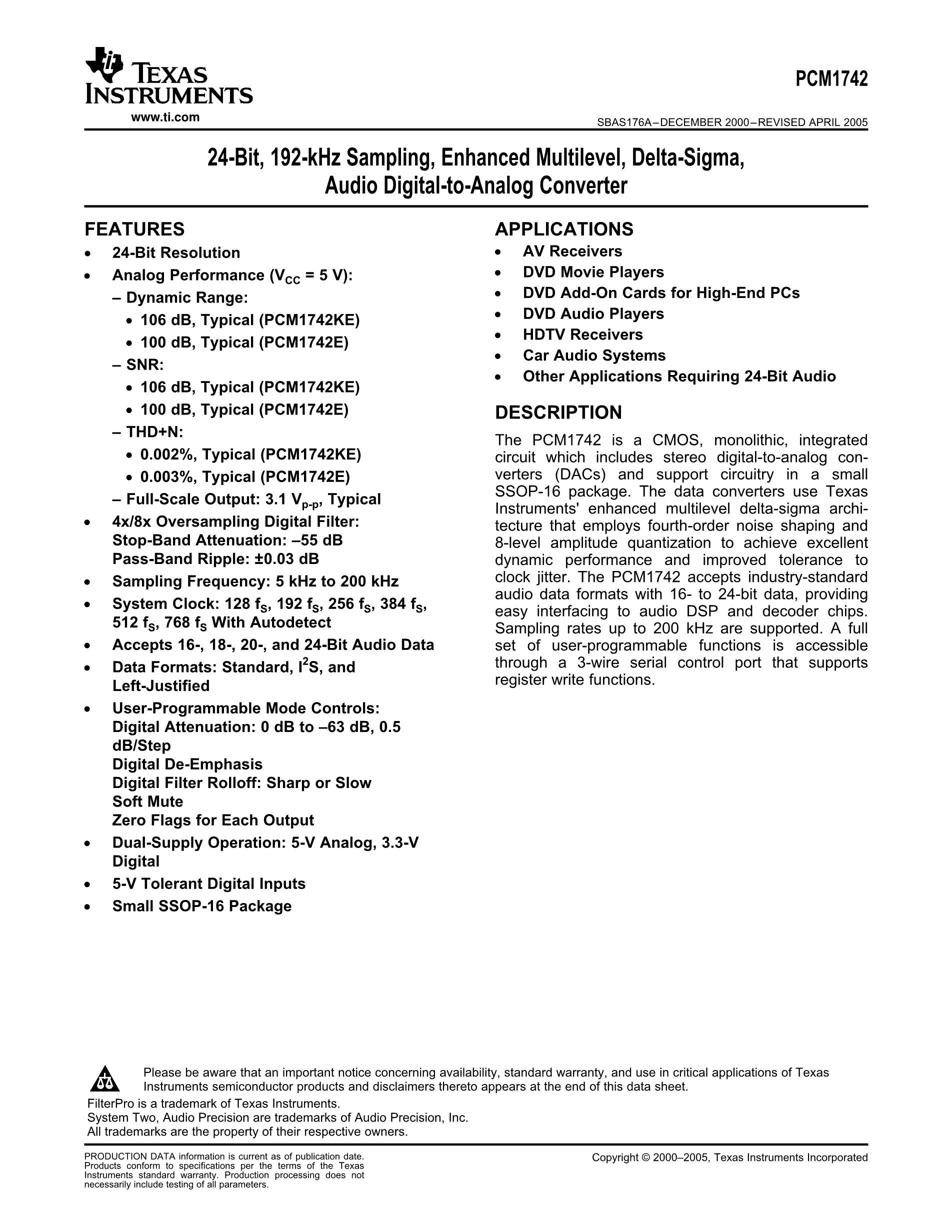 PCM1748KE/2K's pdf picture 1