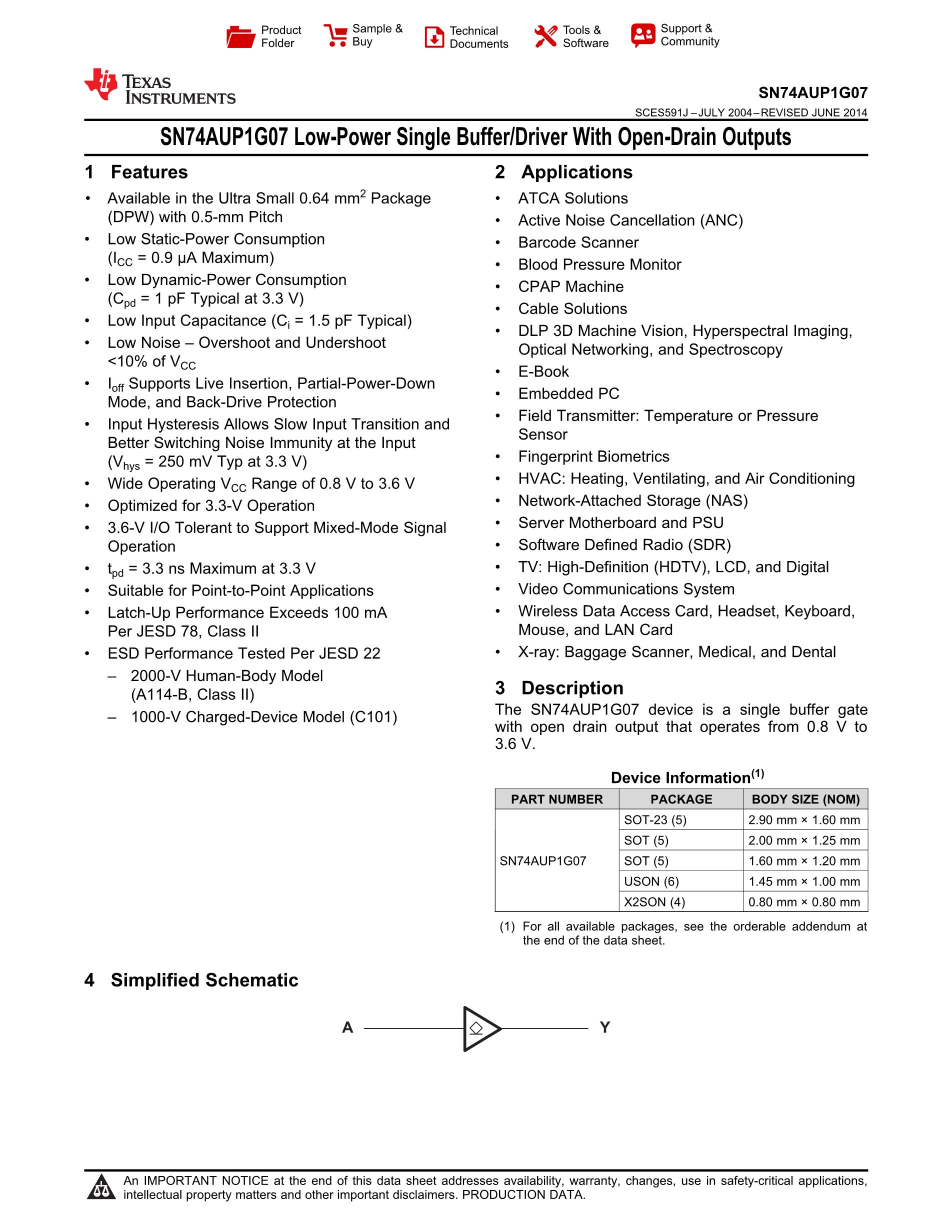 SN74AUP1G125DBVR's pdf picture 1