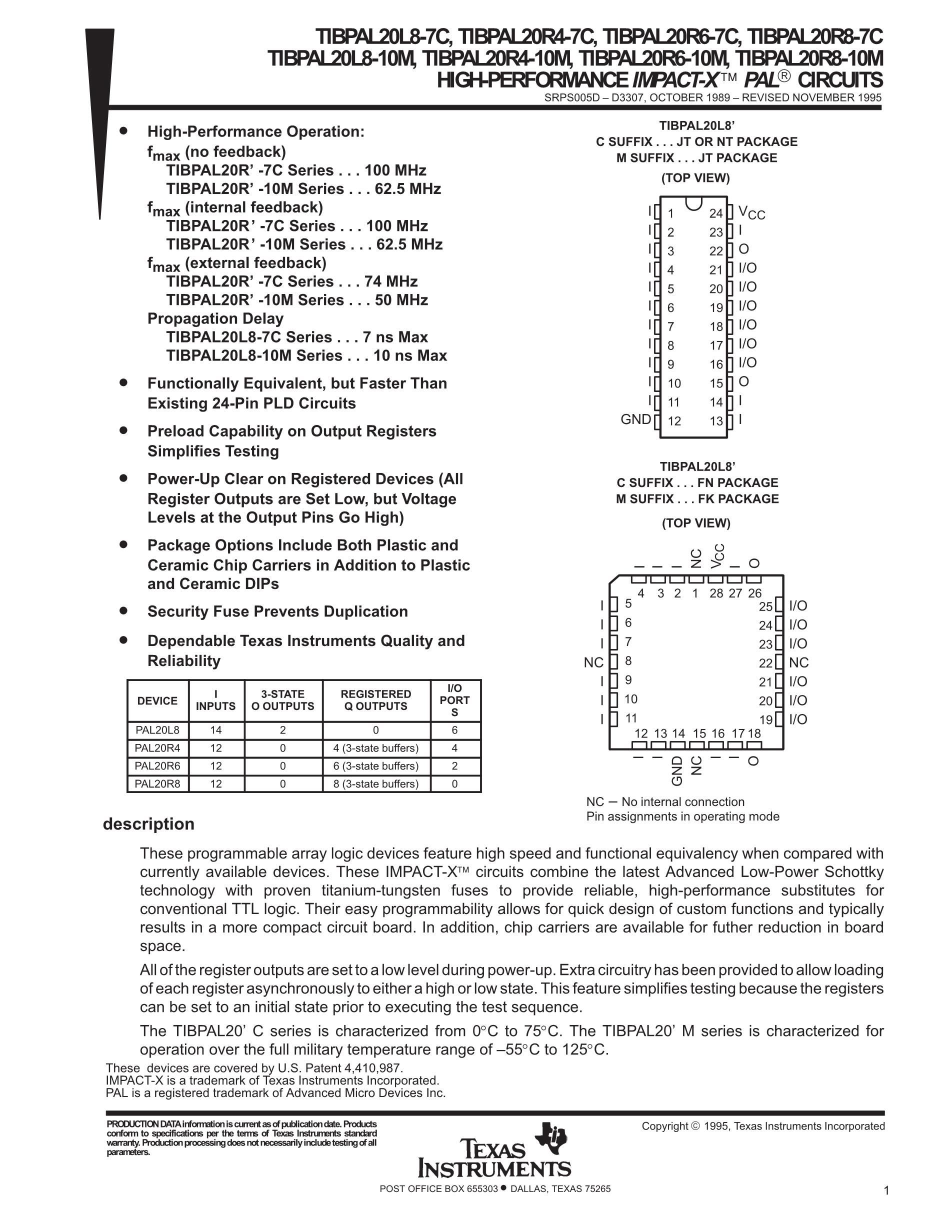 TIBPAL20R6-7CNT's pdf picture 1