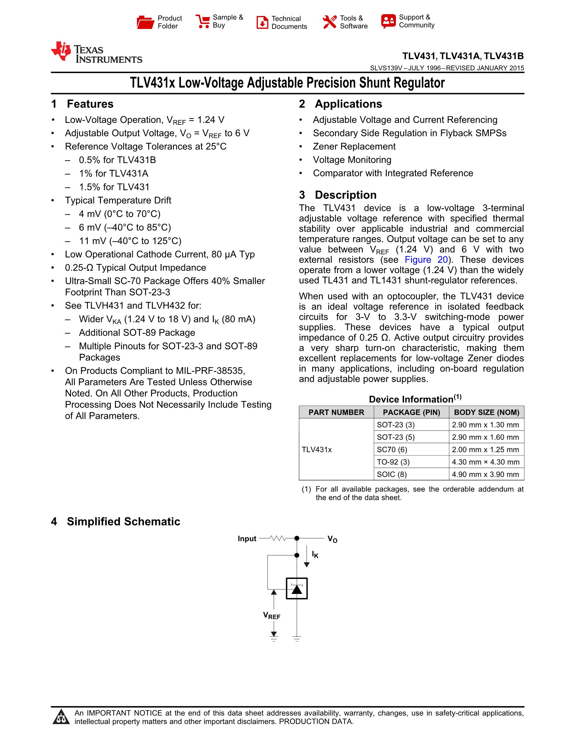 TLV431BSN1T1G's pdf picture 1