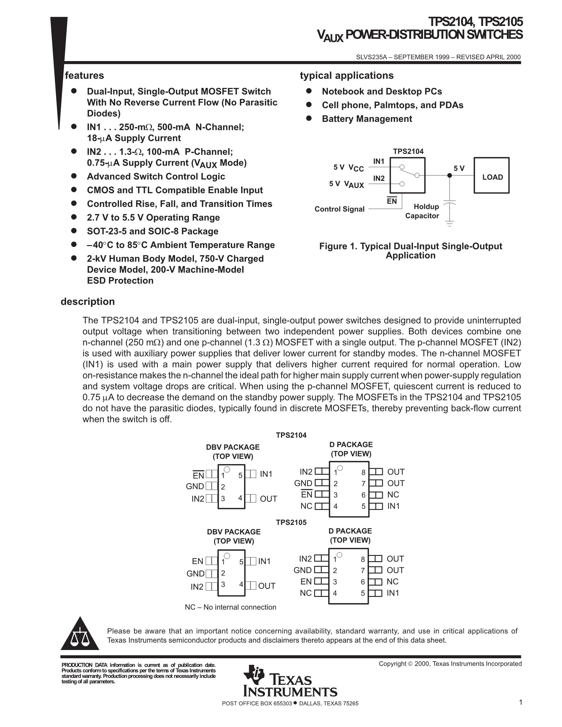 TPS2101DBVR's pdf picture 1