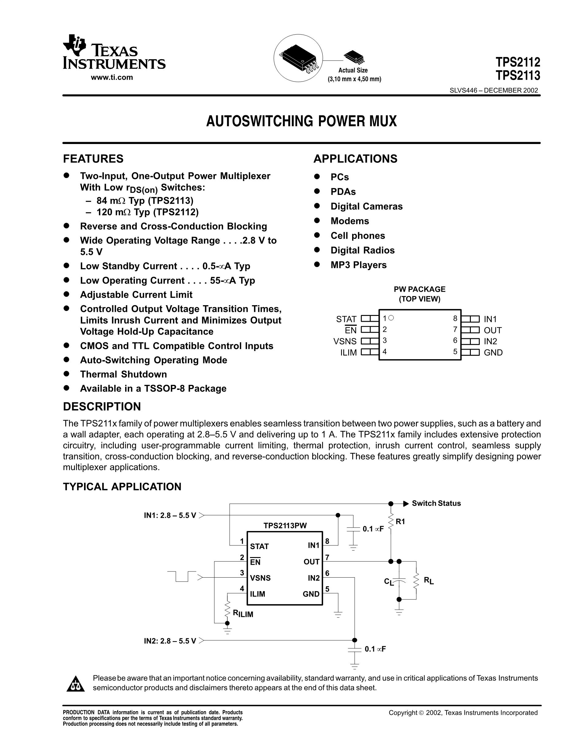 TPS2110PWG4's pdf picture 1