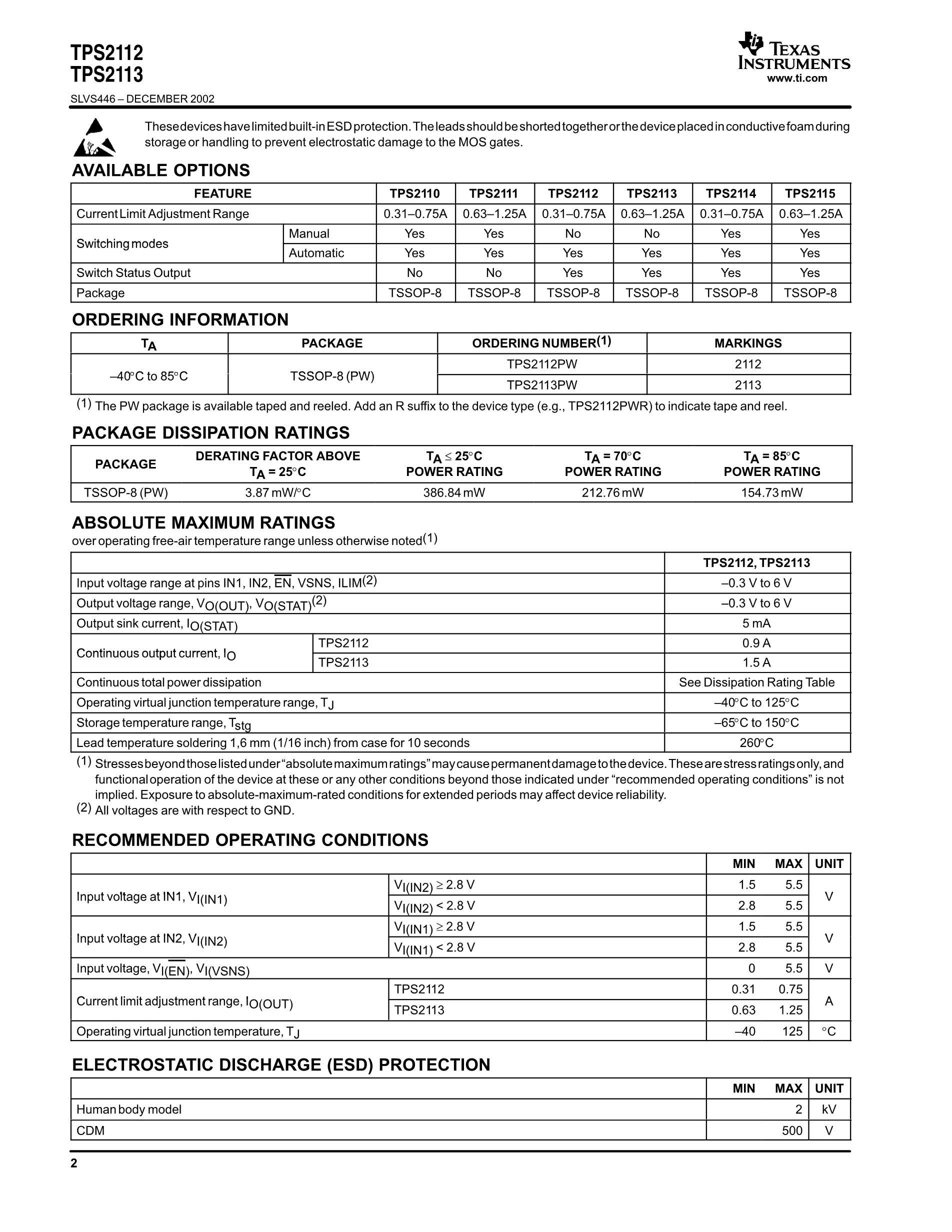 TPS2110PWG4's pdf picture 2