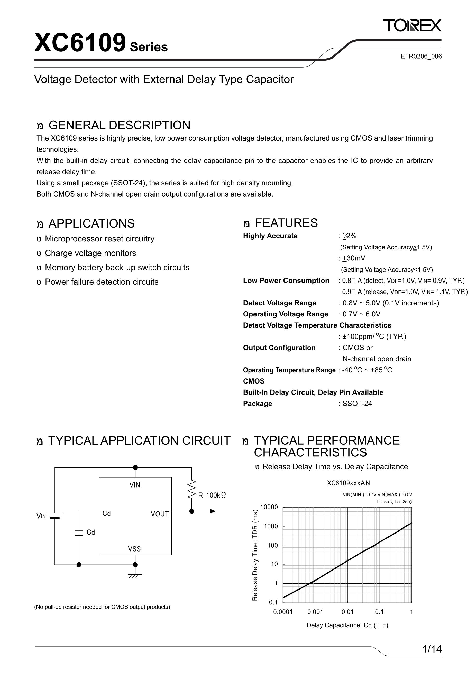 XC6109C40ANR-G's pdf picture 1
