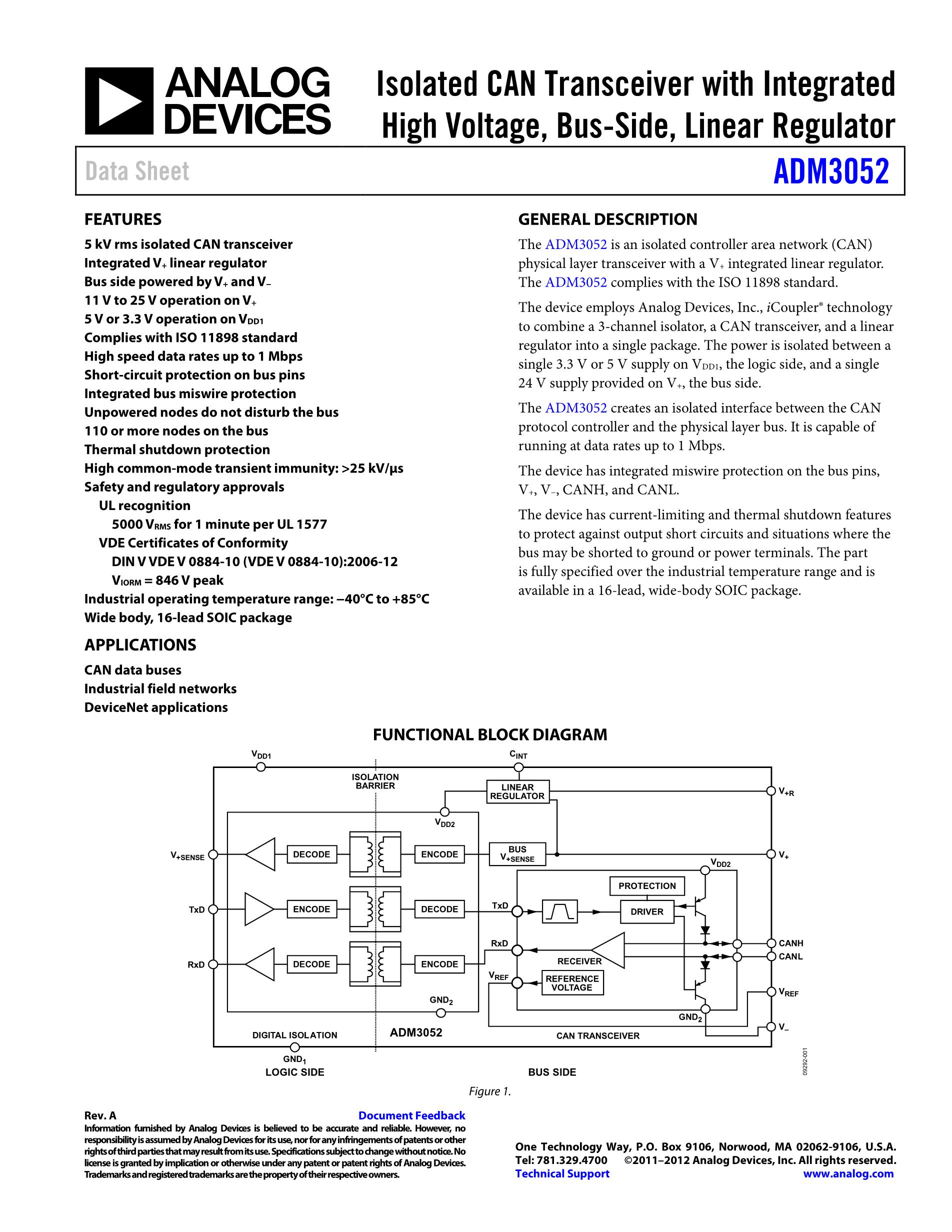 ADM3054BRWZ DGTL ISOLATOR 5KV 3CH CAN 16SOIC's pdf picture 1