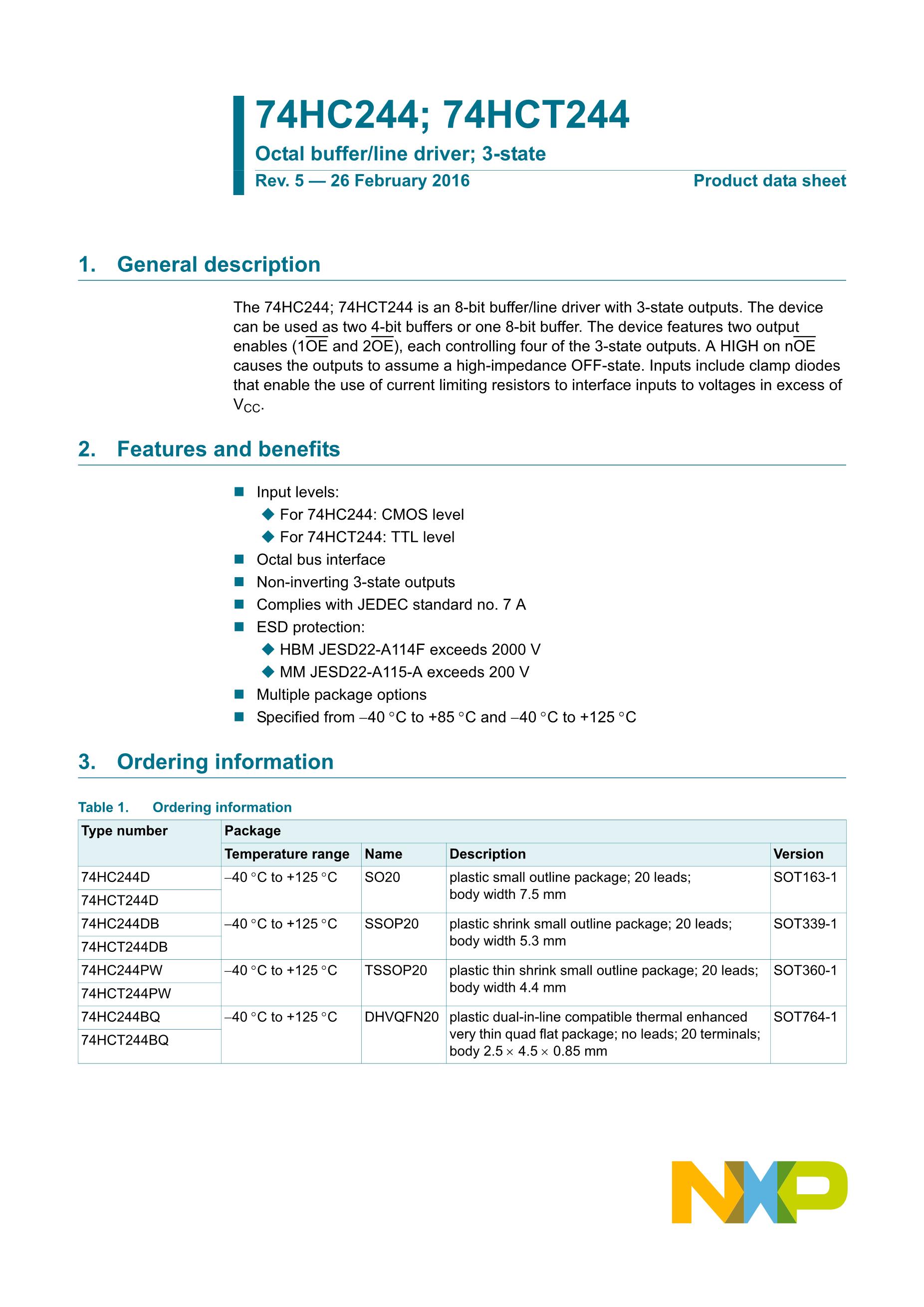 74HCT257D,652's pdf picture 1