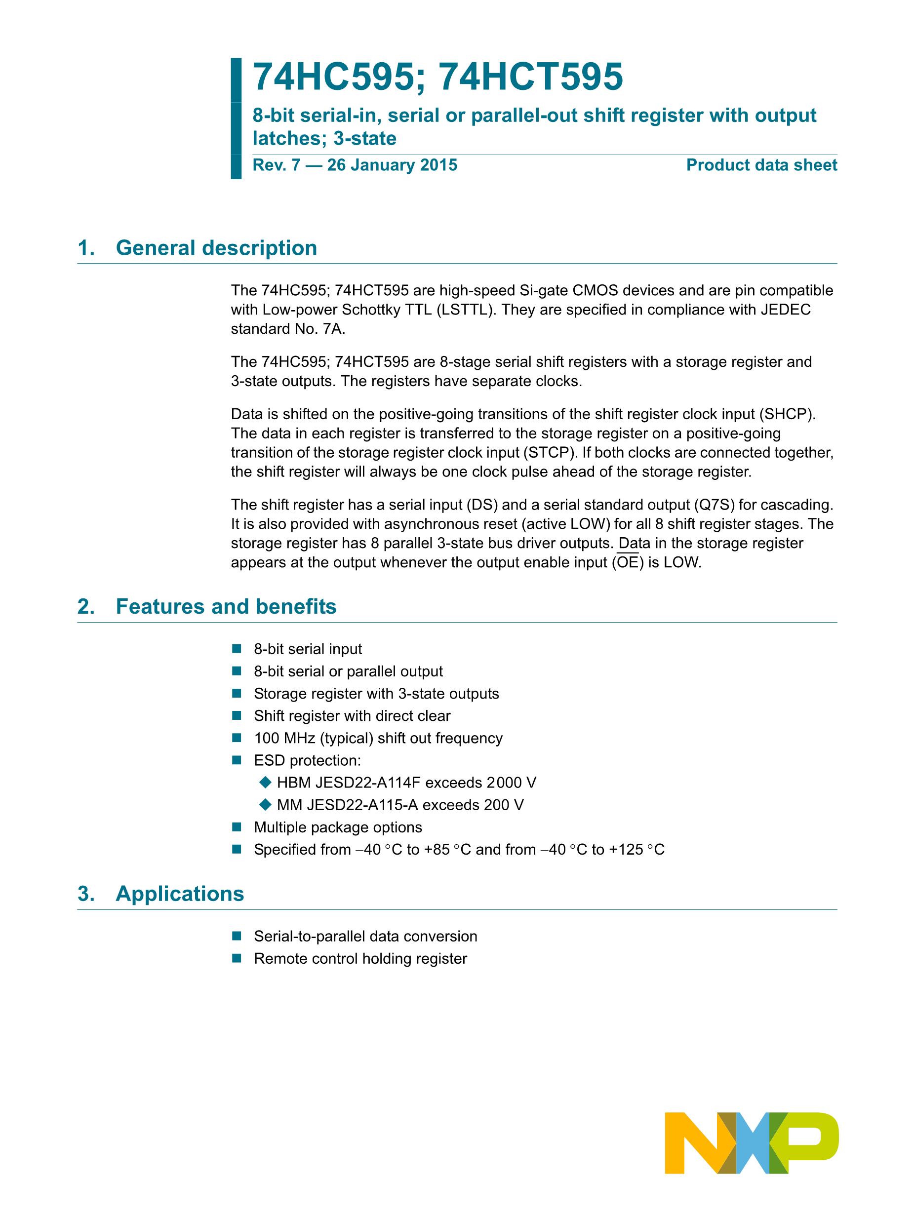 74HC595DR2G's pdf picture 1