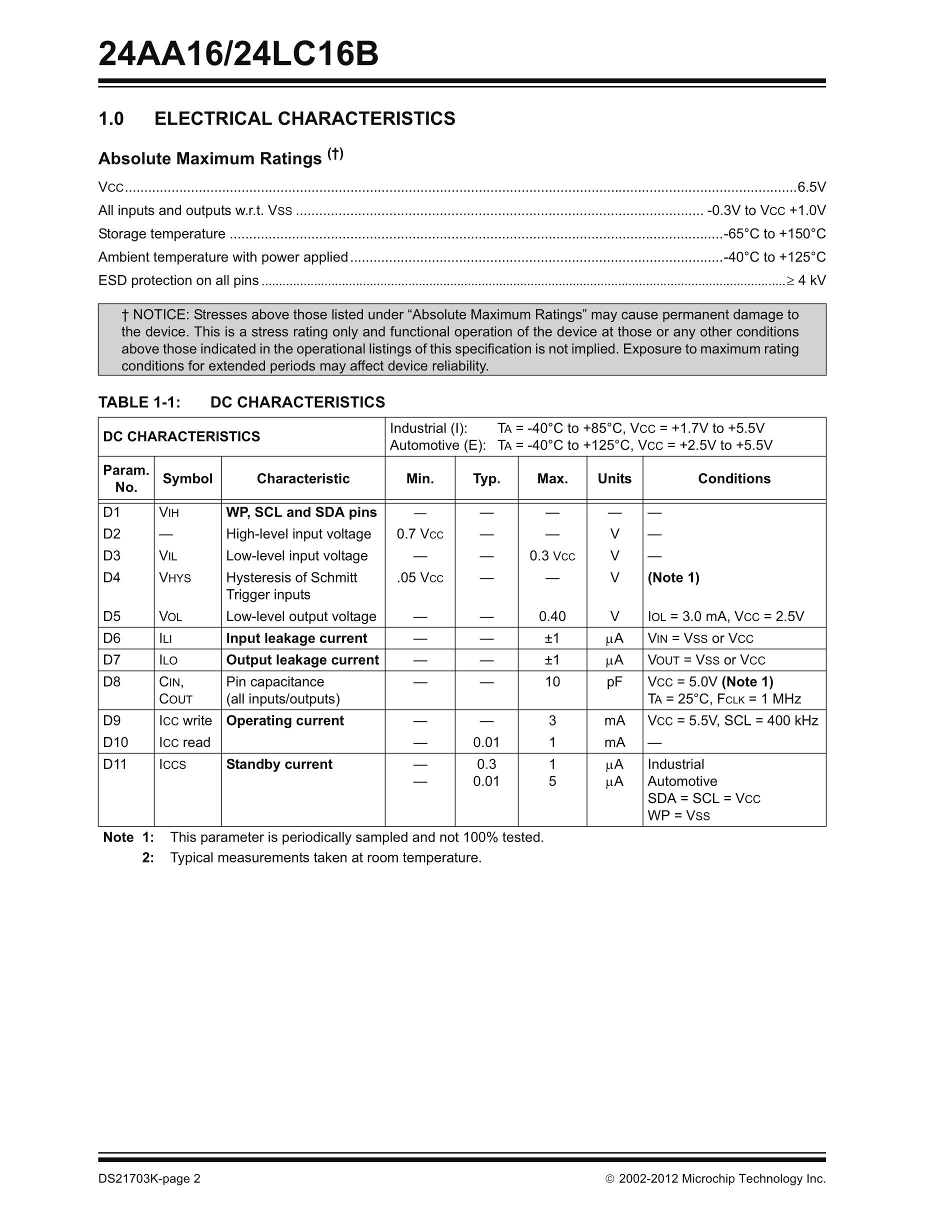 24LC16B-E/SN16KVAO's pdf picture 2
