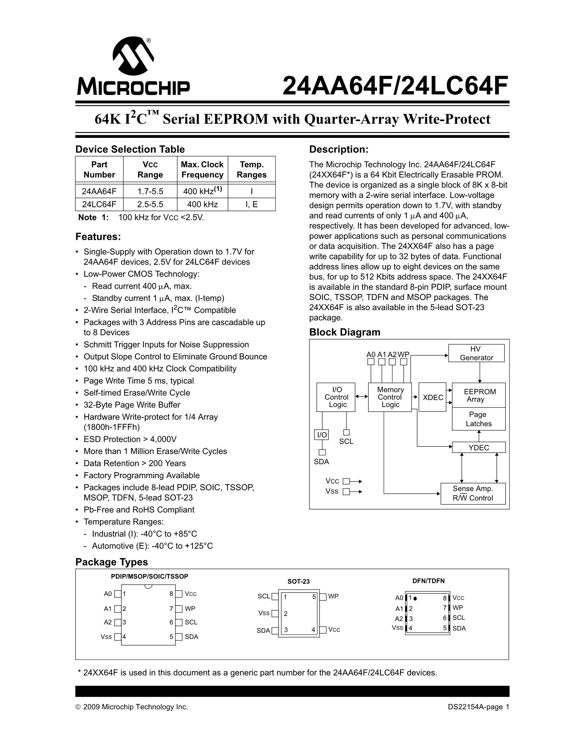 24LC64T-E/ST16KVAO's pdf picture 1