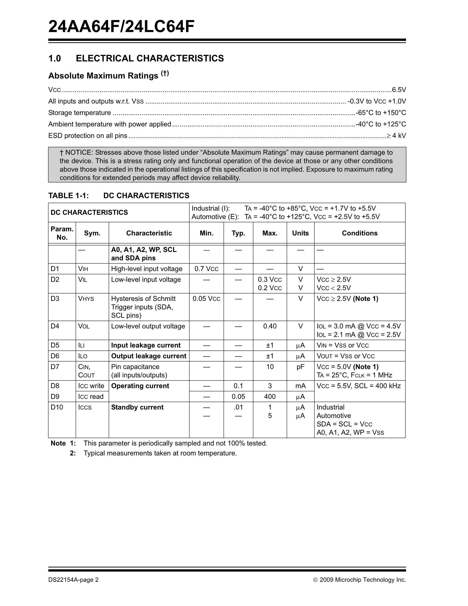 24LC64T-E/ST16KVAO's pdf picture 2