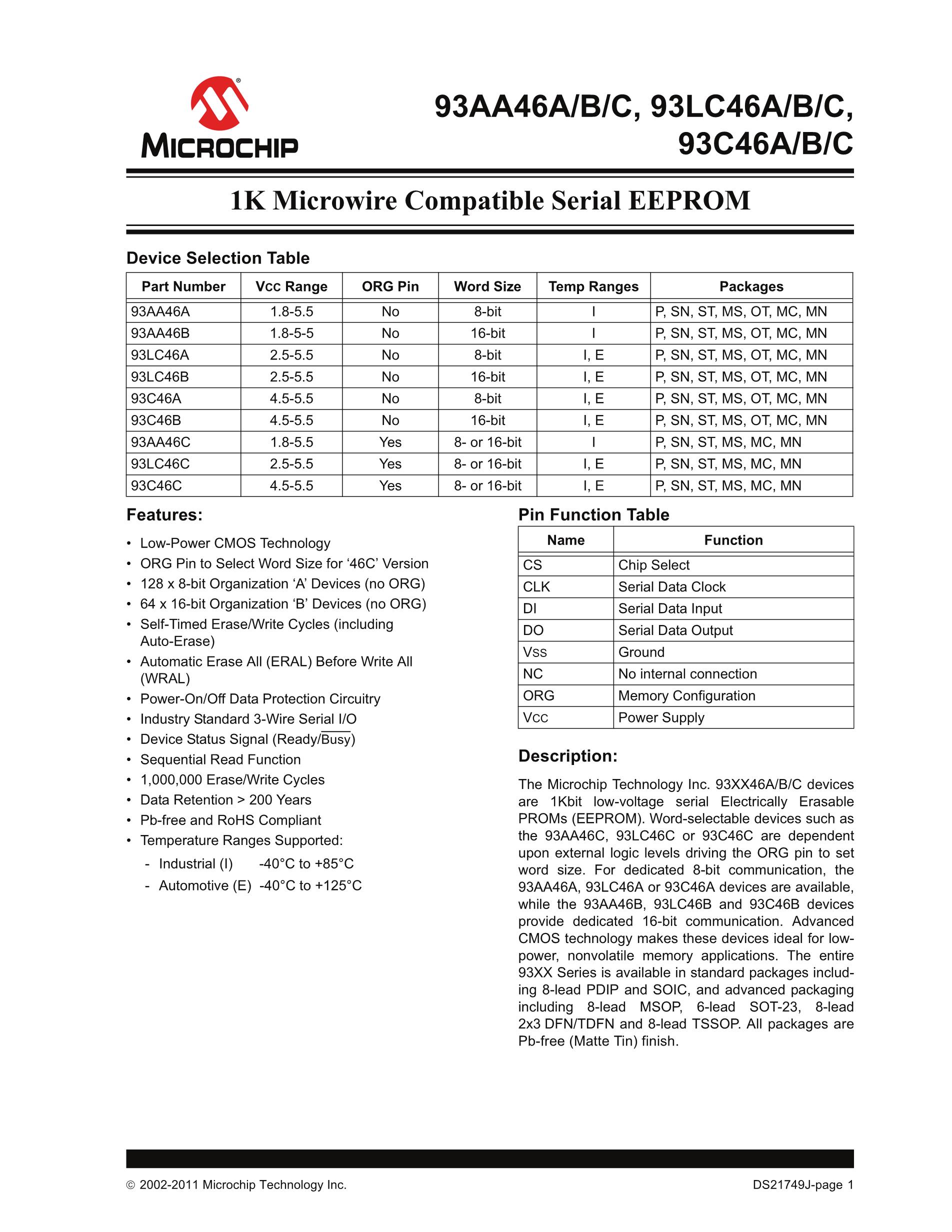 93LC46AT-I/SN15KVAO's pdf picture 1