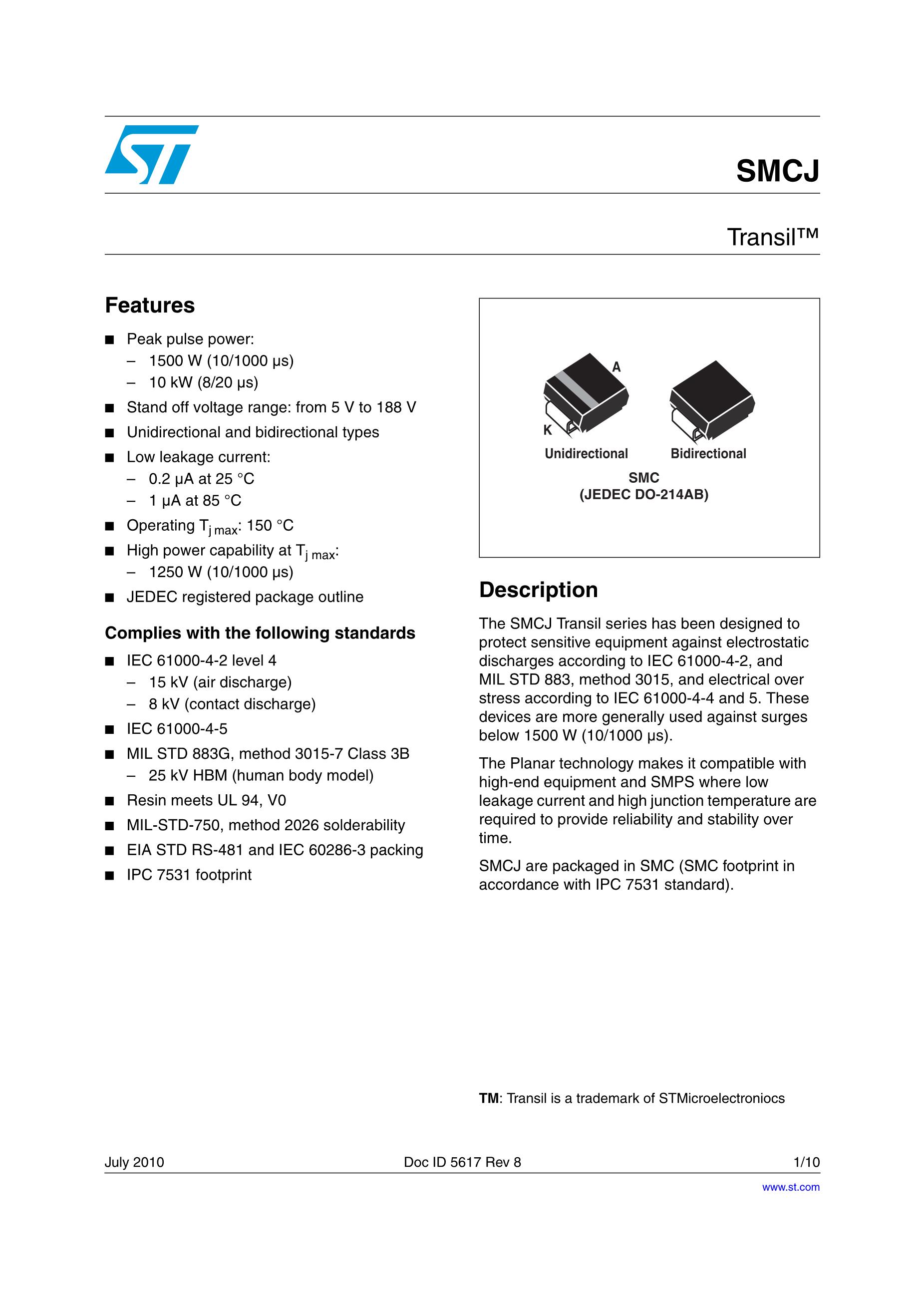 SMCJ15CA's pdf picture 1
