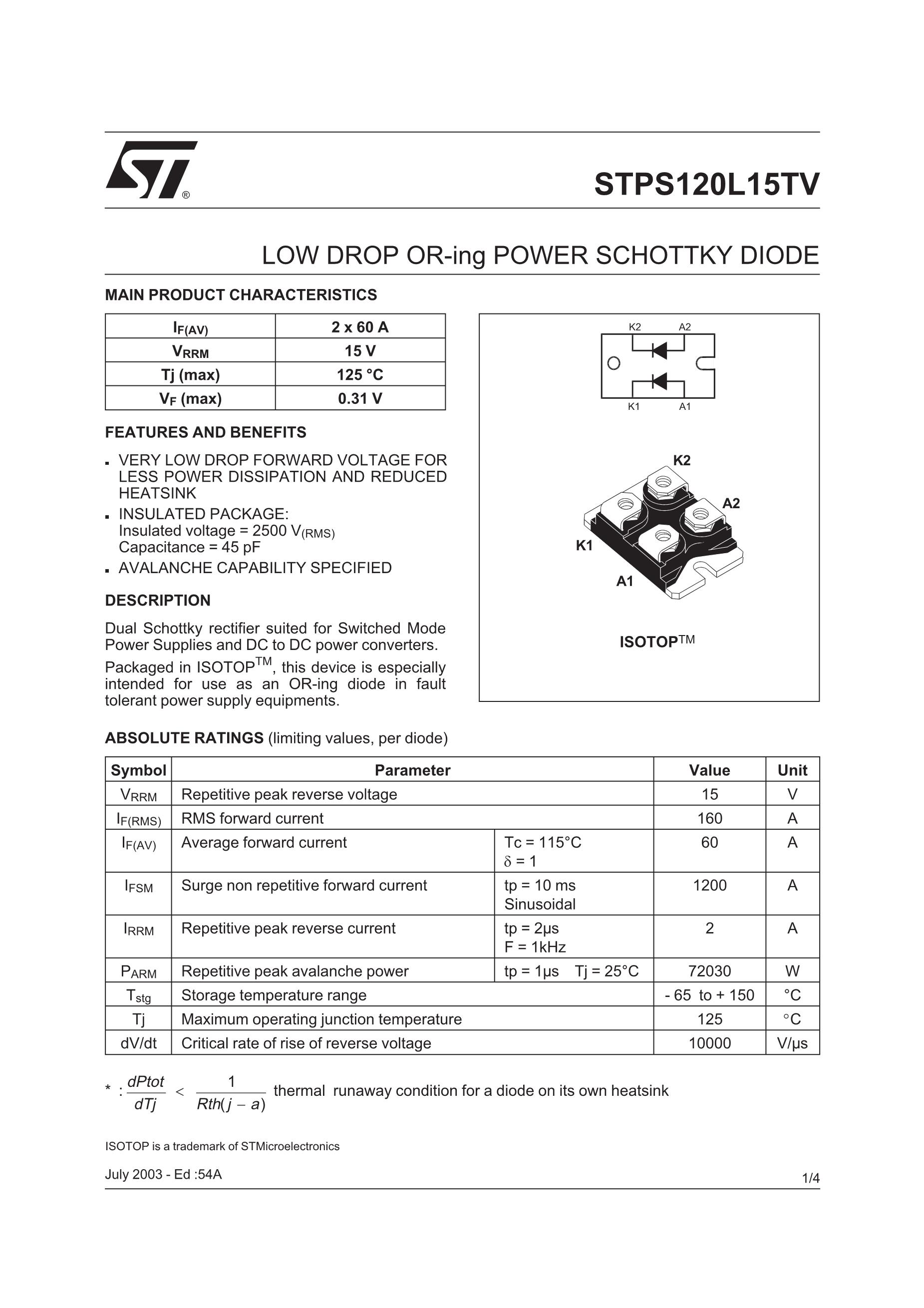 STPS12045TV's pdf picture 1