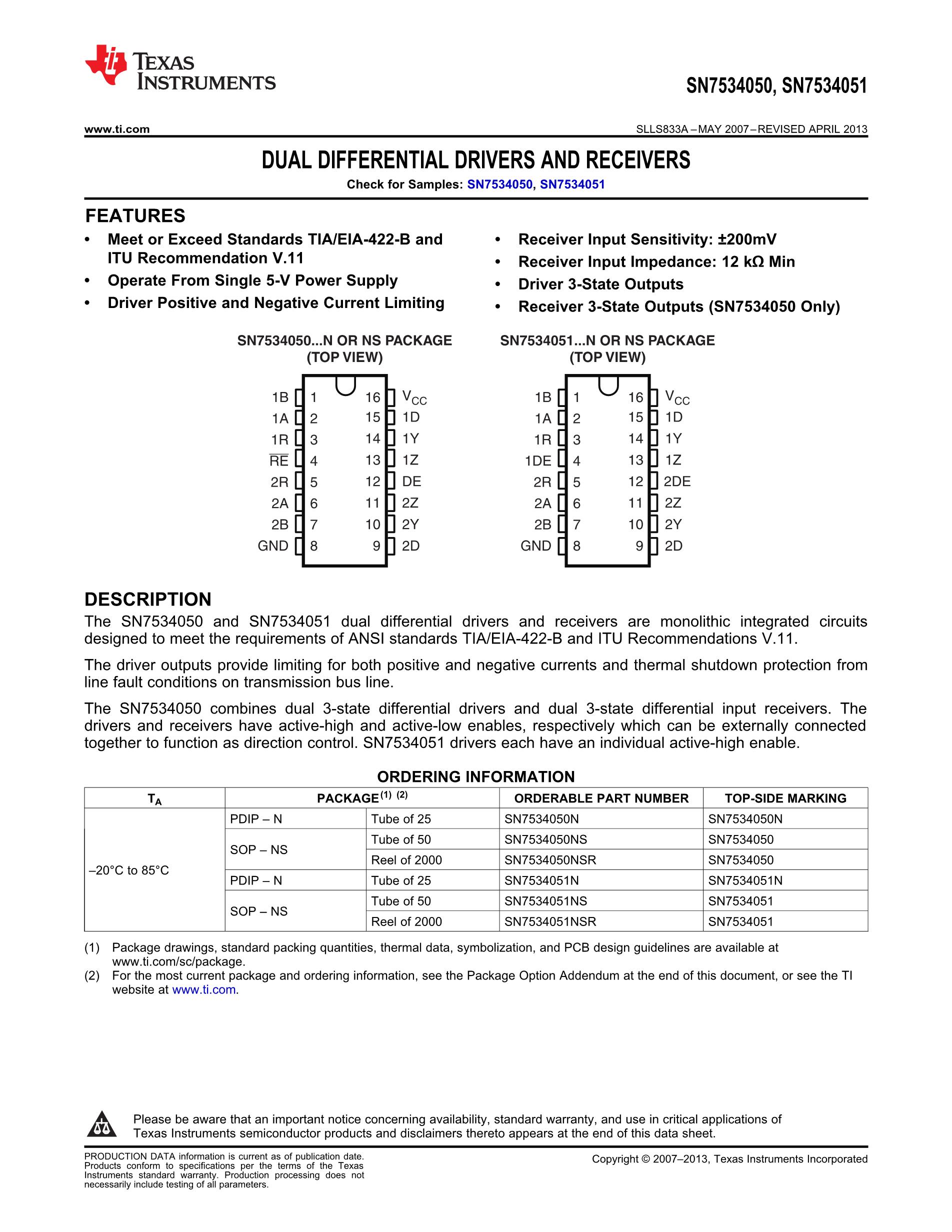 SN7534050NSR's pdf picture 1
