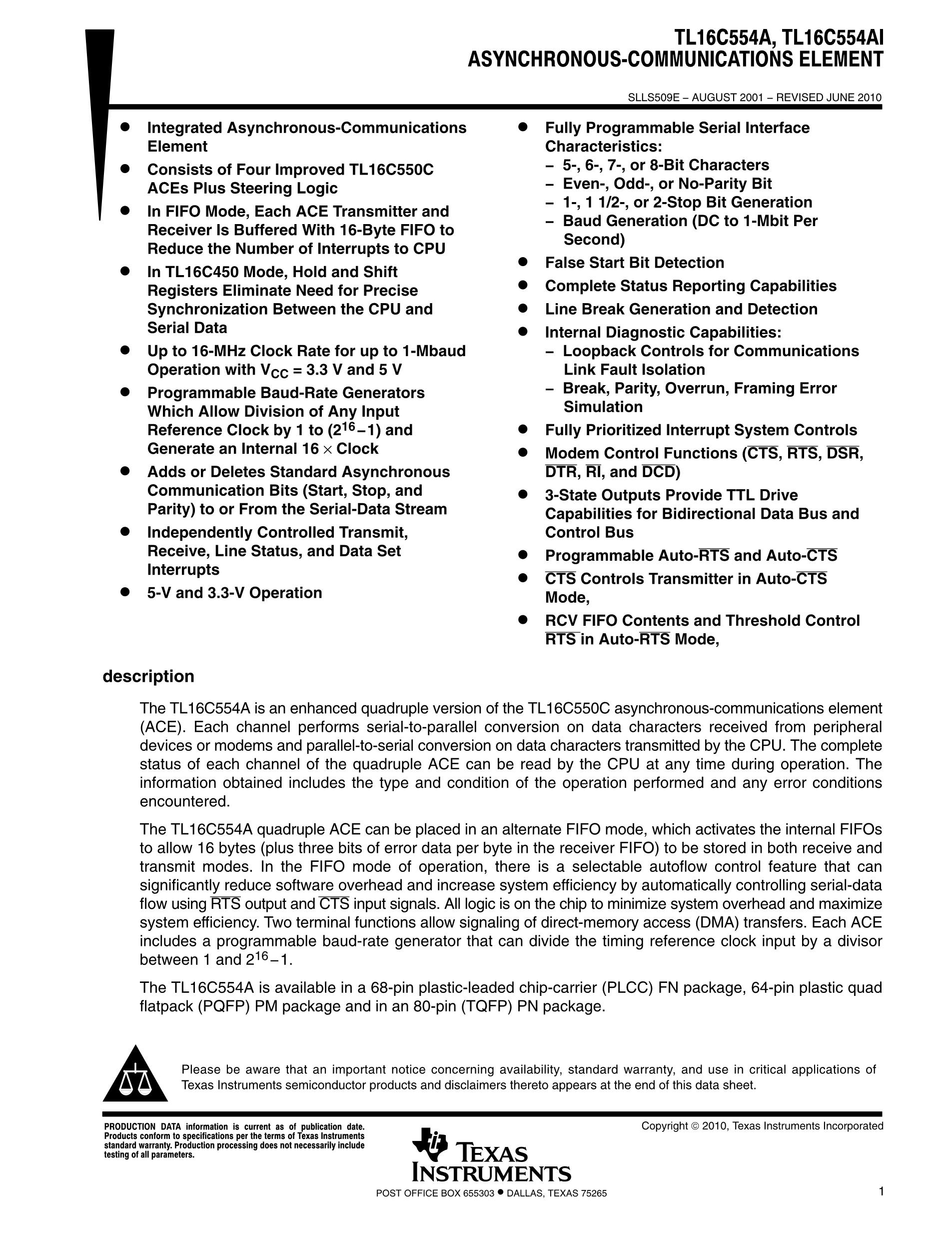 TL16C550DPTR's pdf picture 1