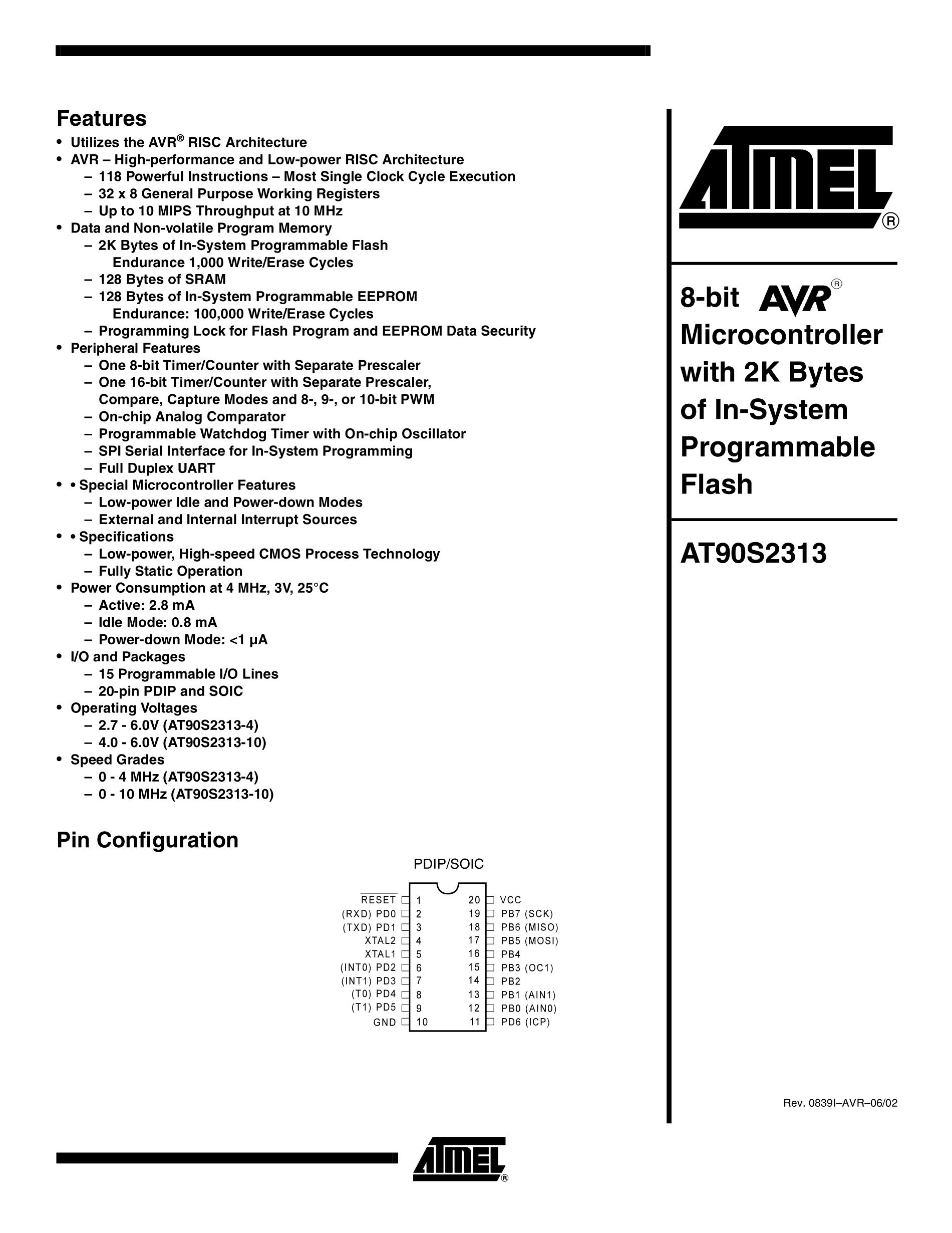 AT90S2313-4PC's pdf picture 1