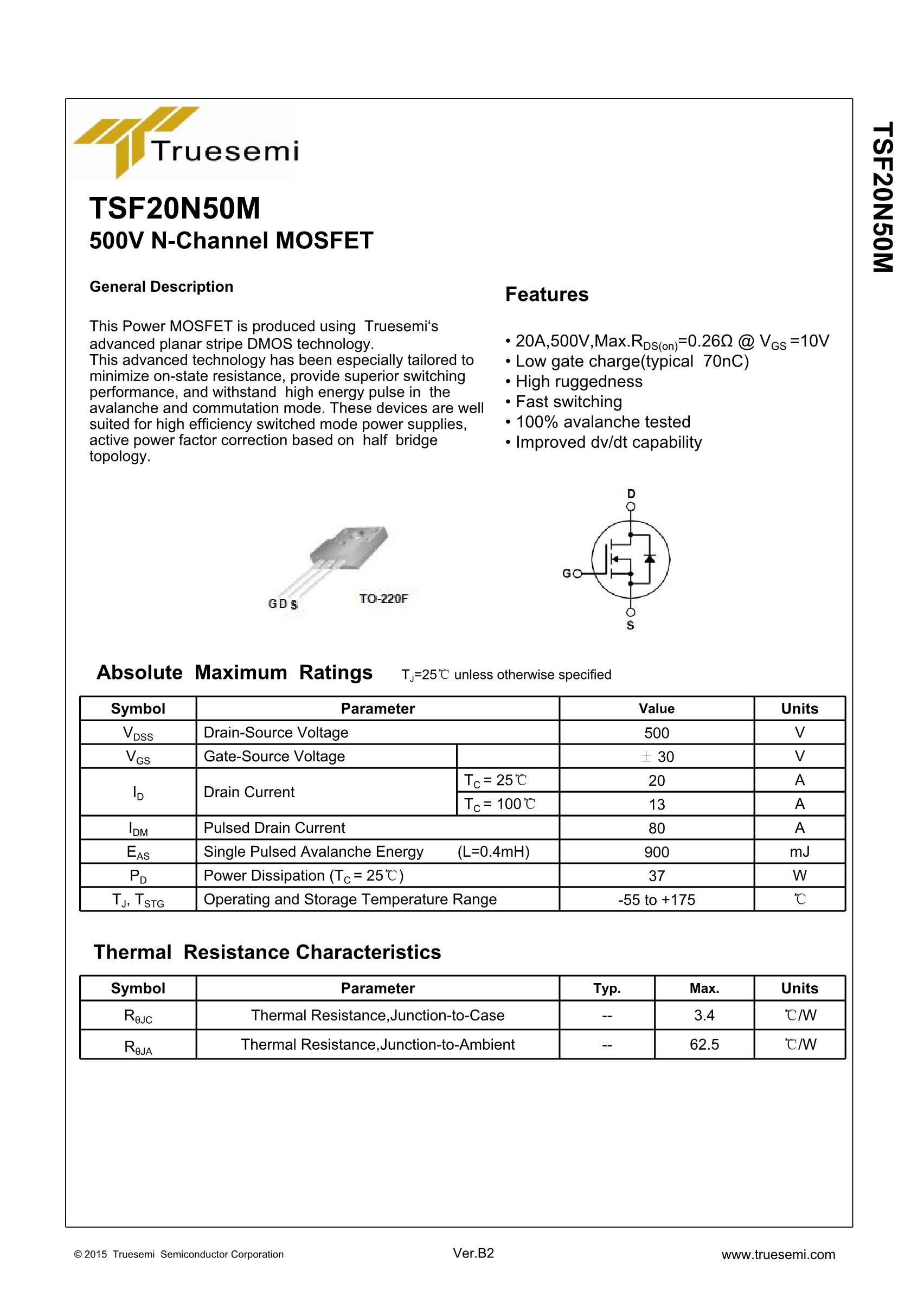 TSF20N50M 20A 500V's pdf picture 1
