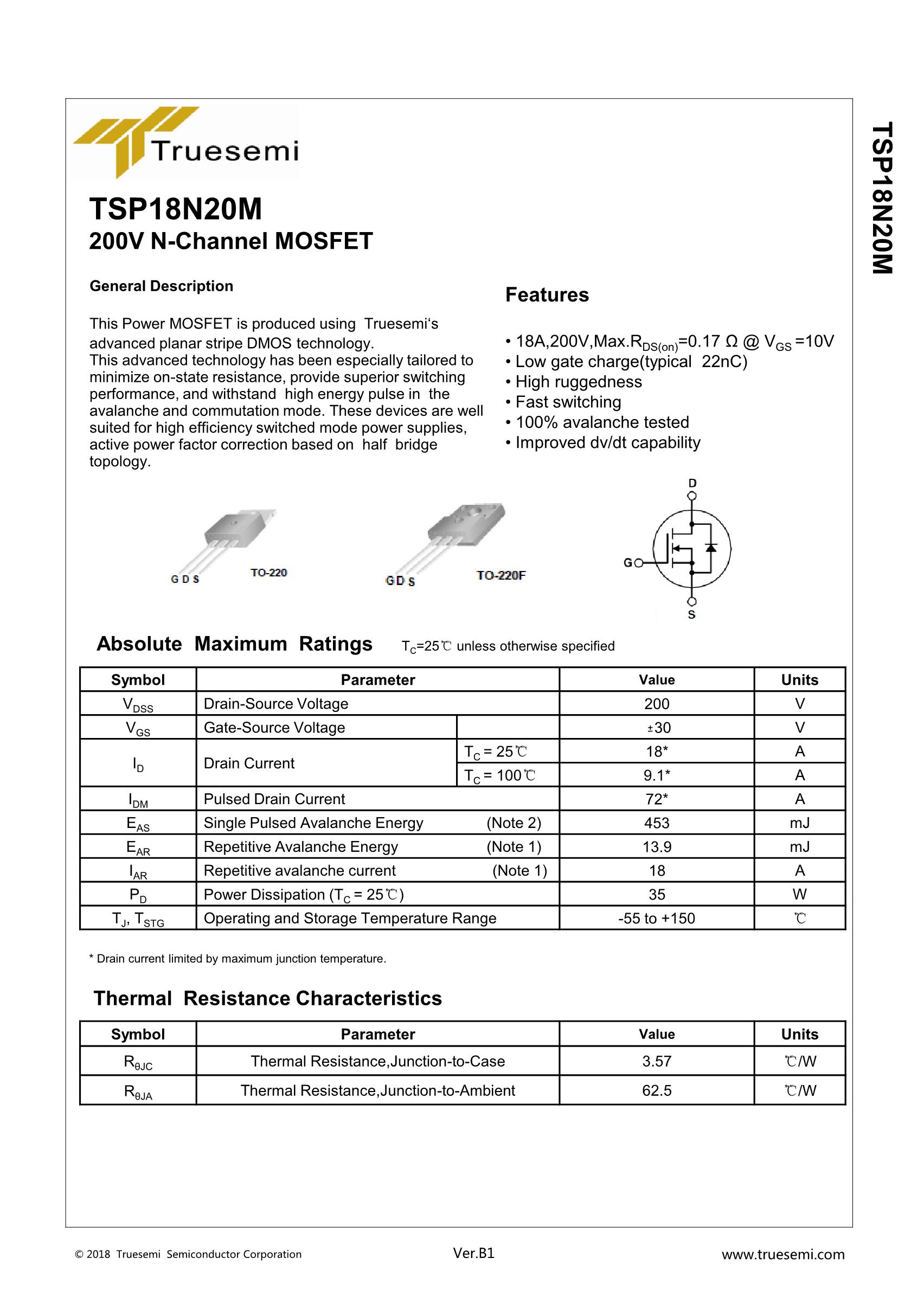 TSP18N20M=IRF640NPBF 18A 200V's pdf picture 1