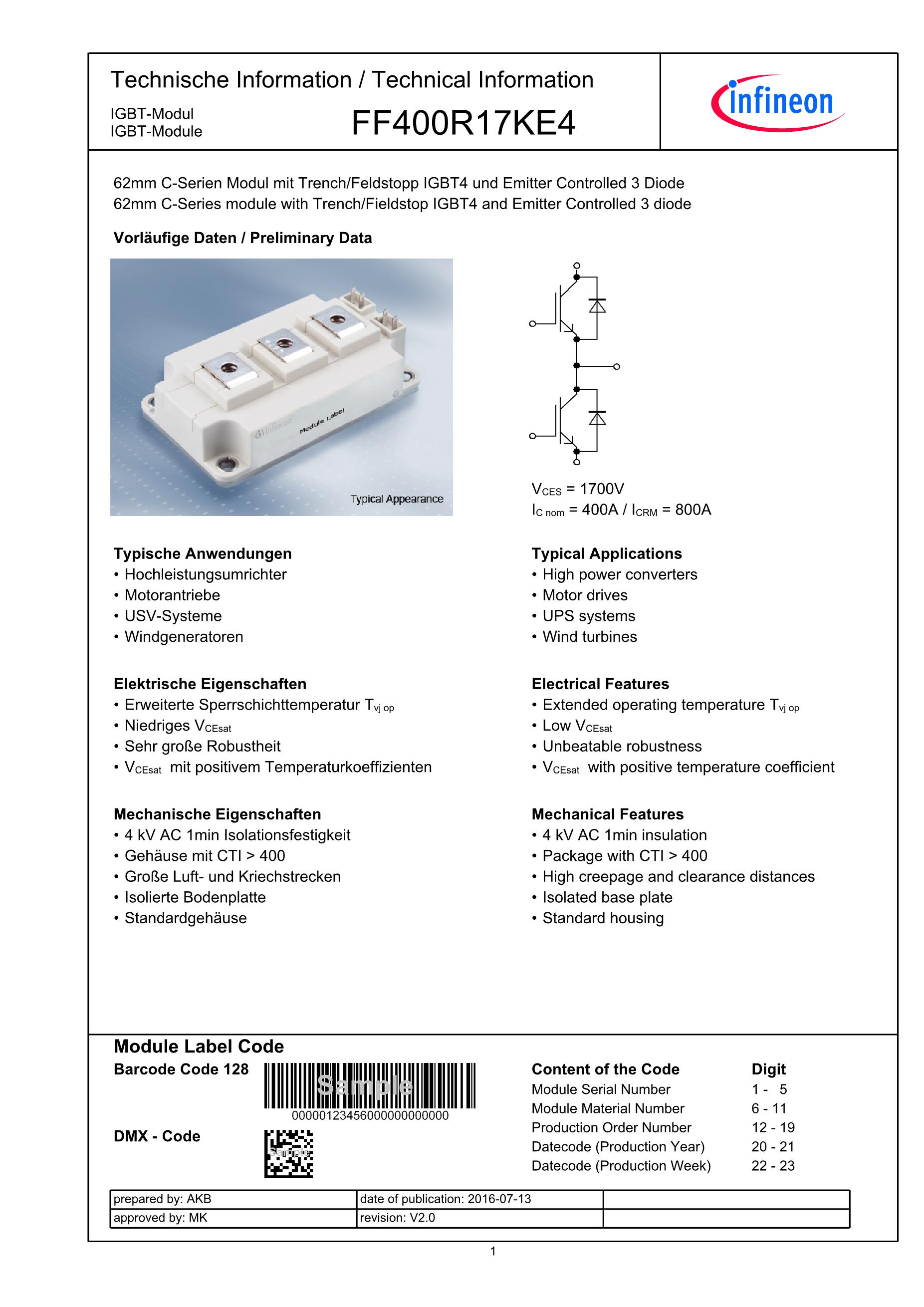 FF400R06KE3's pdf picture 1
