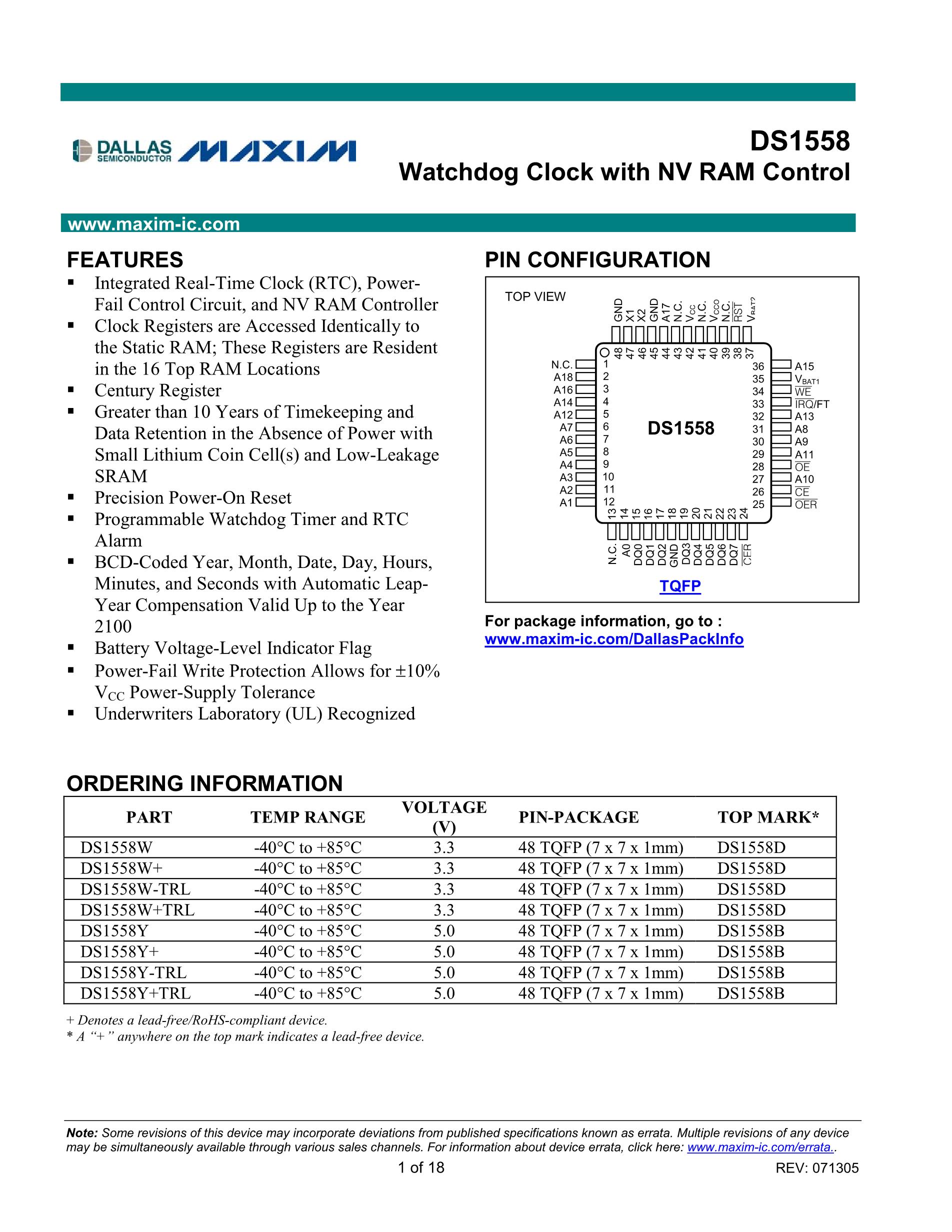 DS1558W-TRL's pdf picture 1