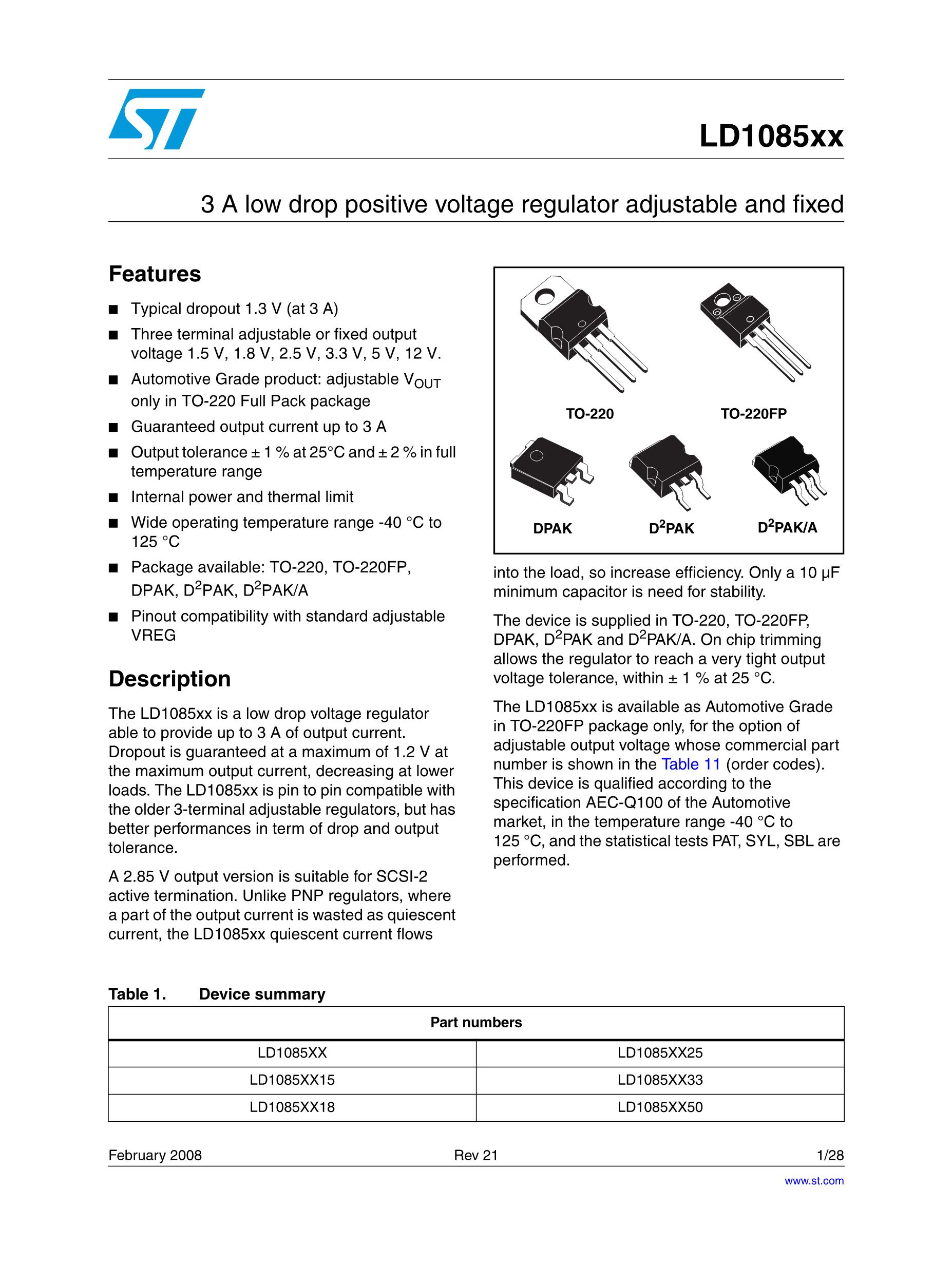 LD1085D2T15R's pdf picture 1