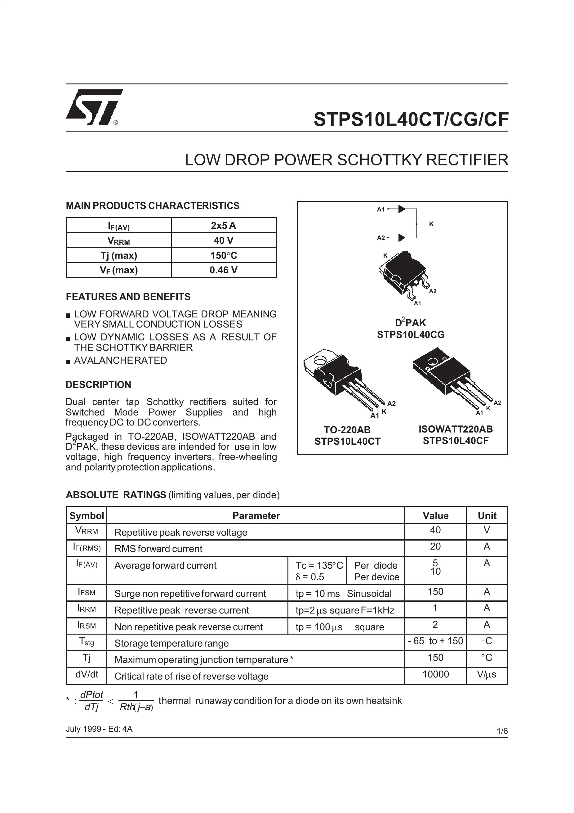 STPS1045BPBF's pdf picture 1