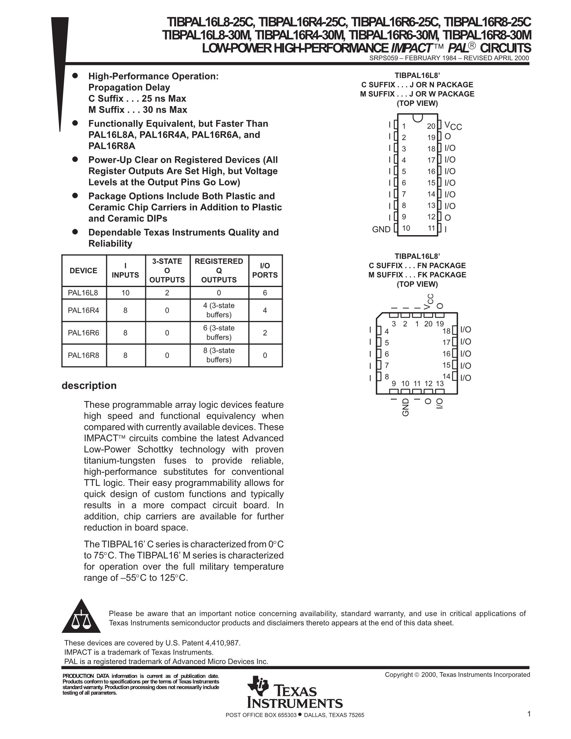 TIBPAL20L8-25CNT's pdf picture 1