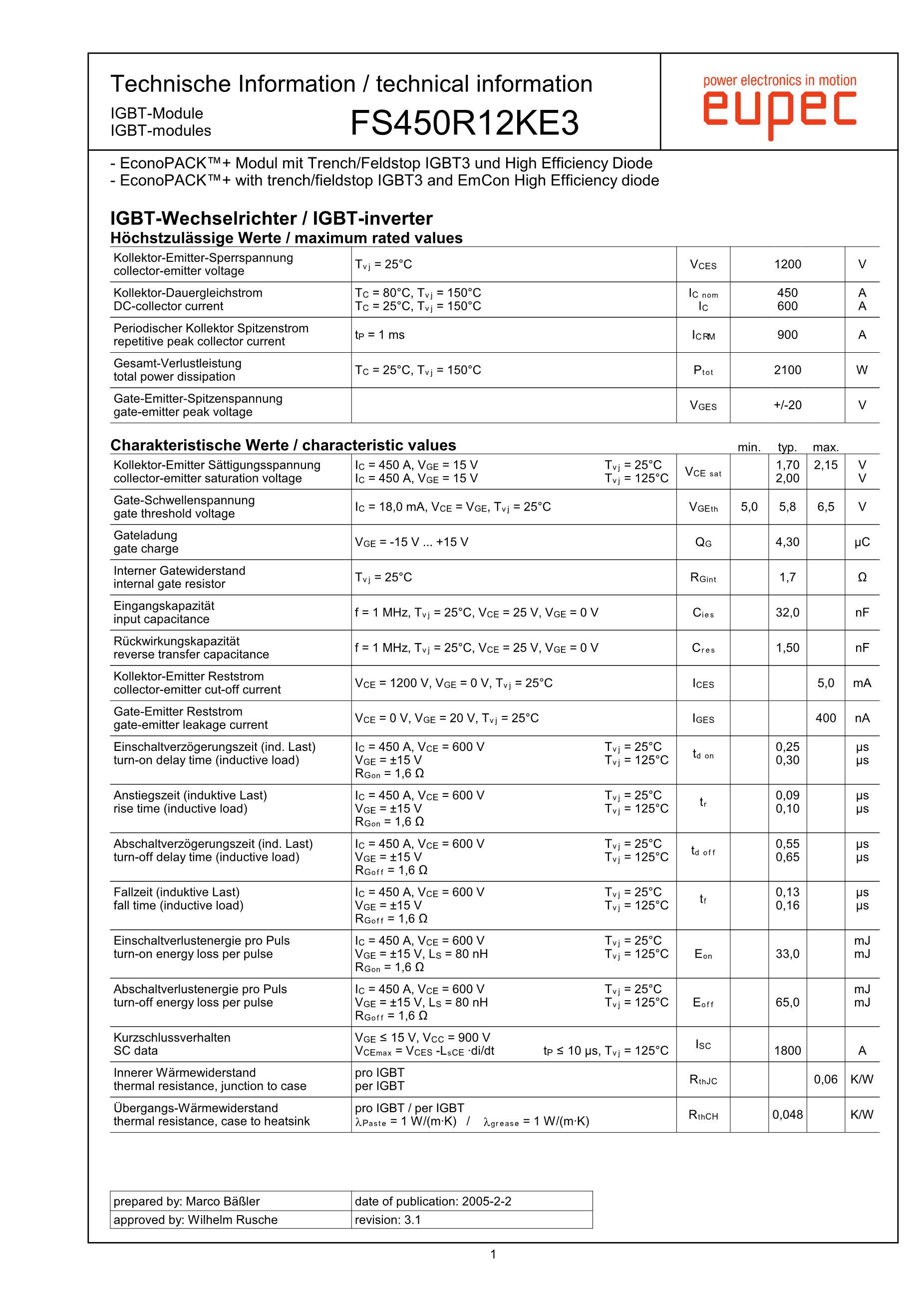 FS450R17KE3-AGDR-71C's pdf picture 1
