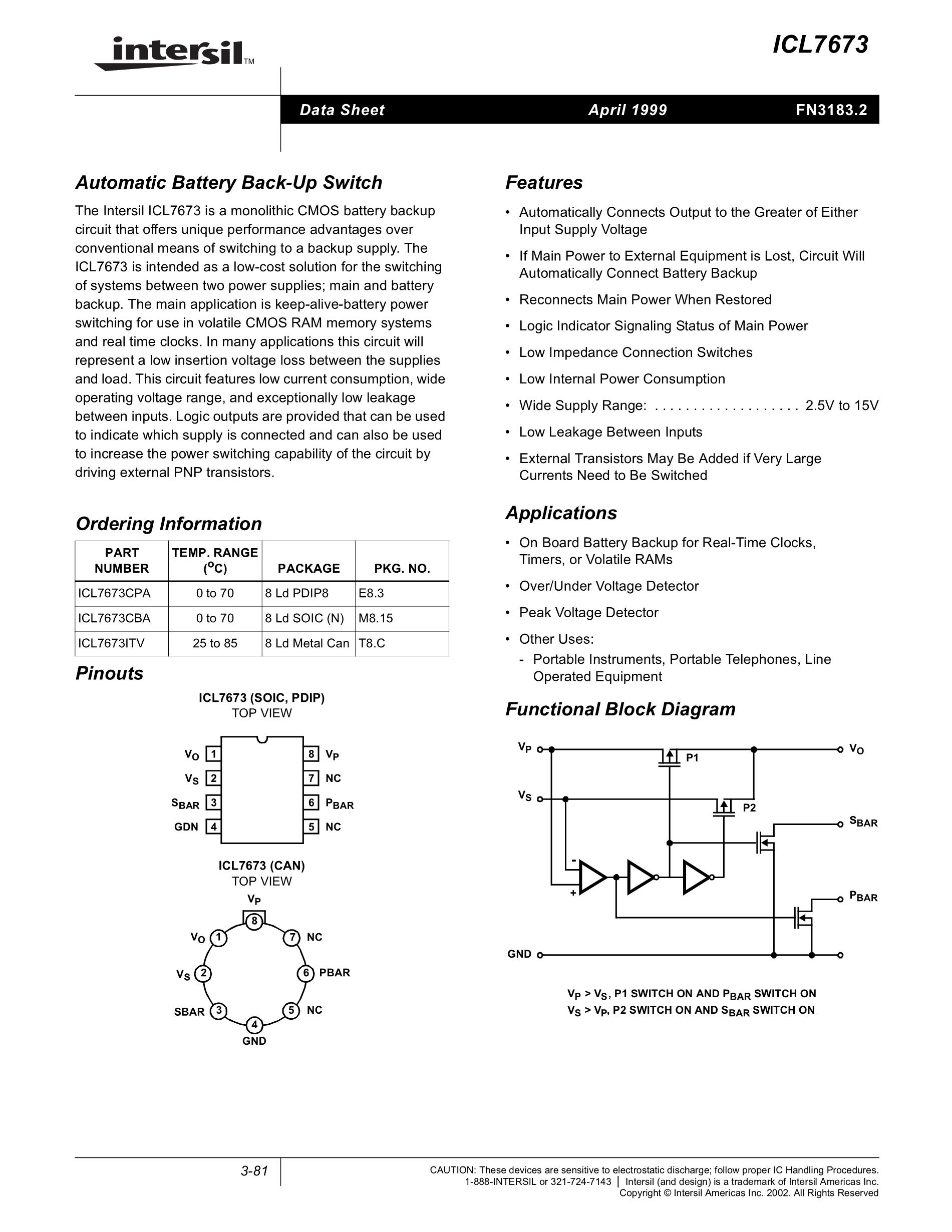 ICL7673CBA-T's pdf picture 1