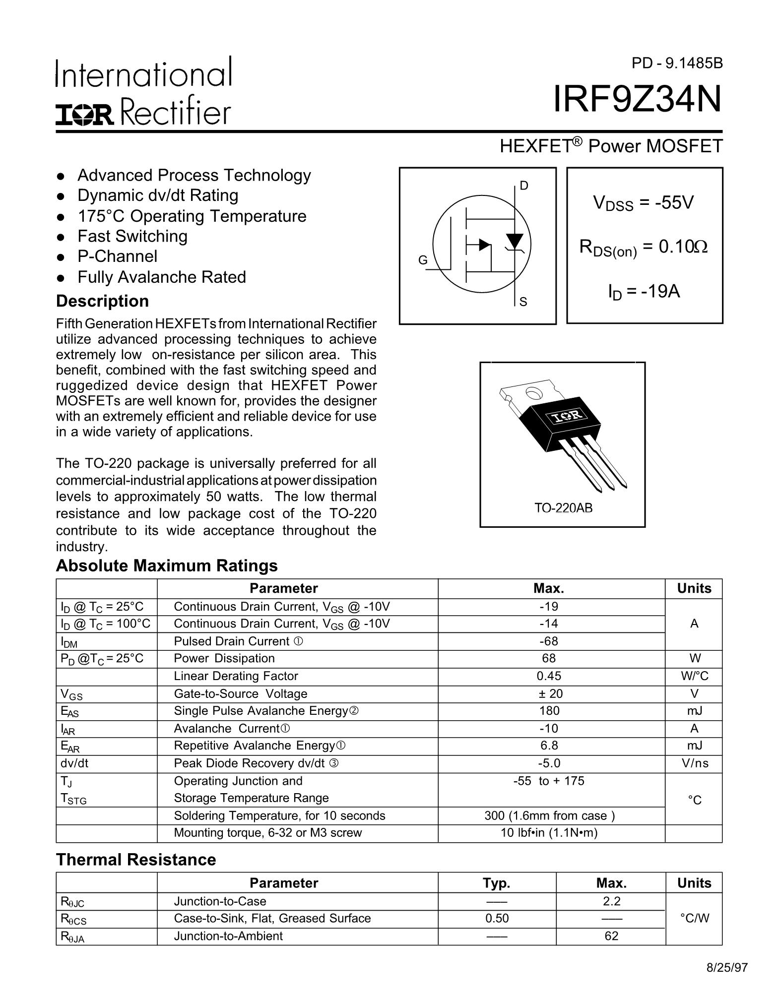 IRF9Z34NPBF's pdf picture 1