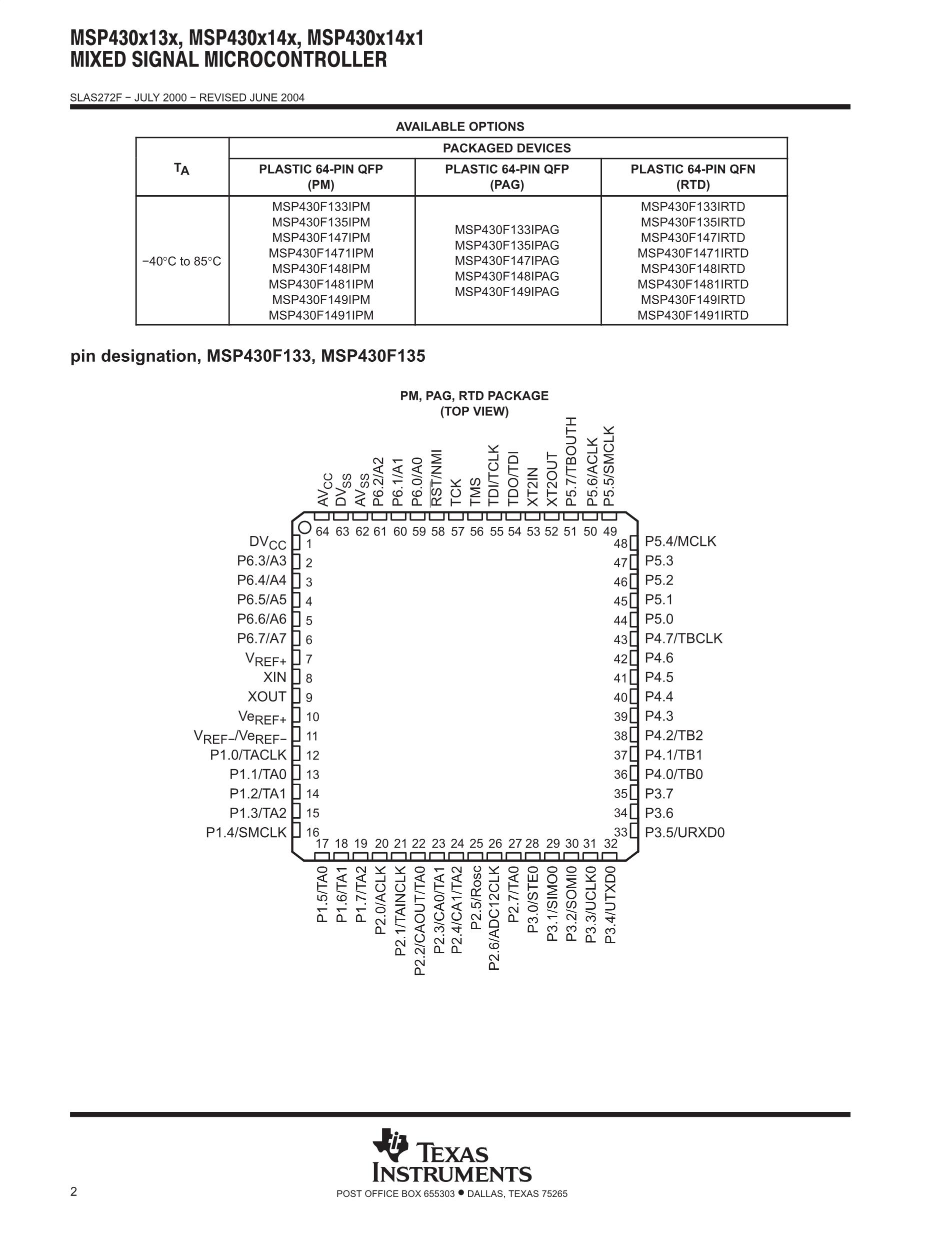 MSP430F2330IYFFR's pdf picture 2