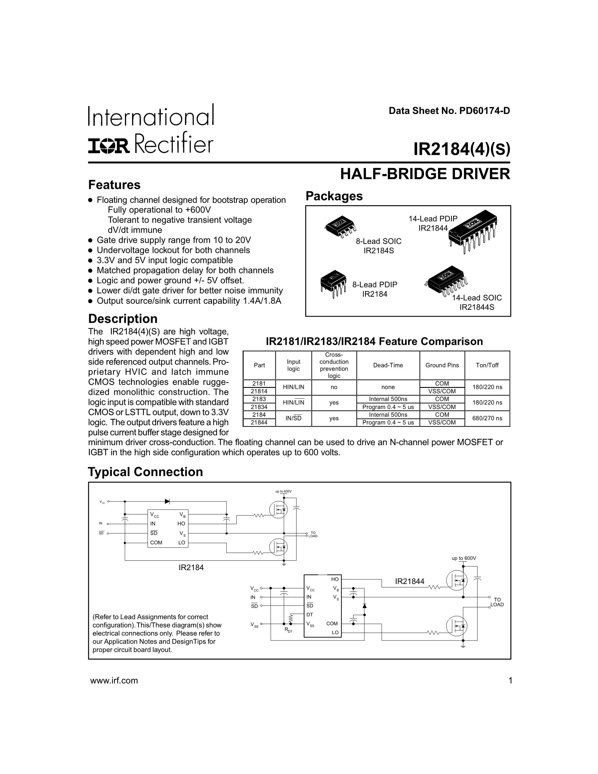 IR2184PBF's pdf picture 1