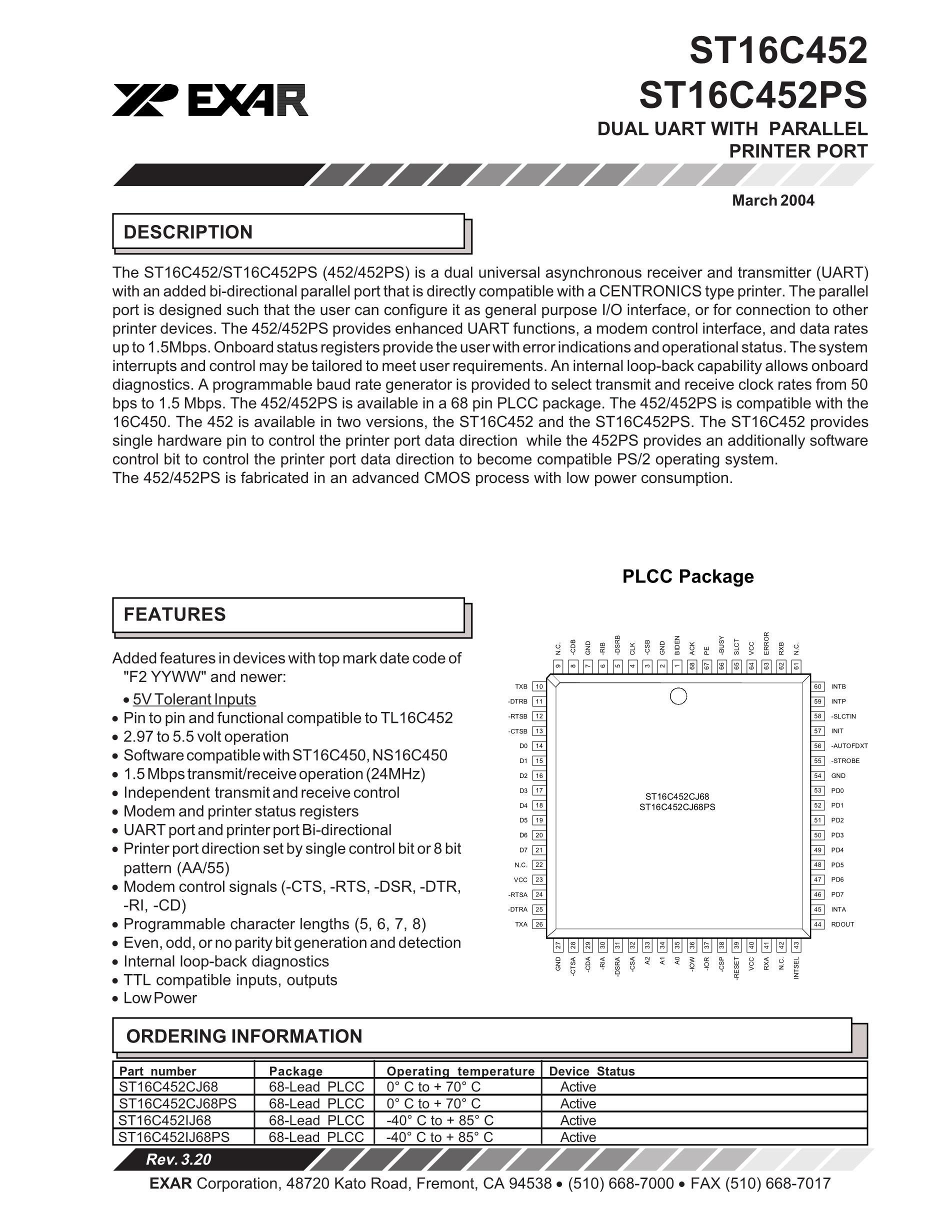 ST16C452IJ68PS-F's pdf picture 1