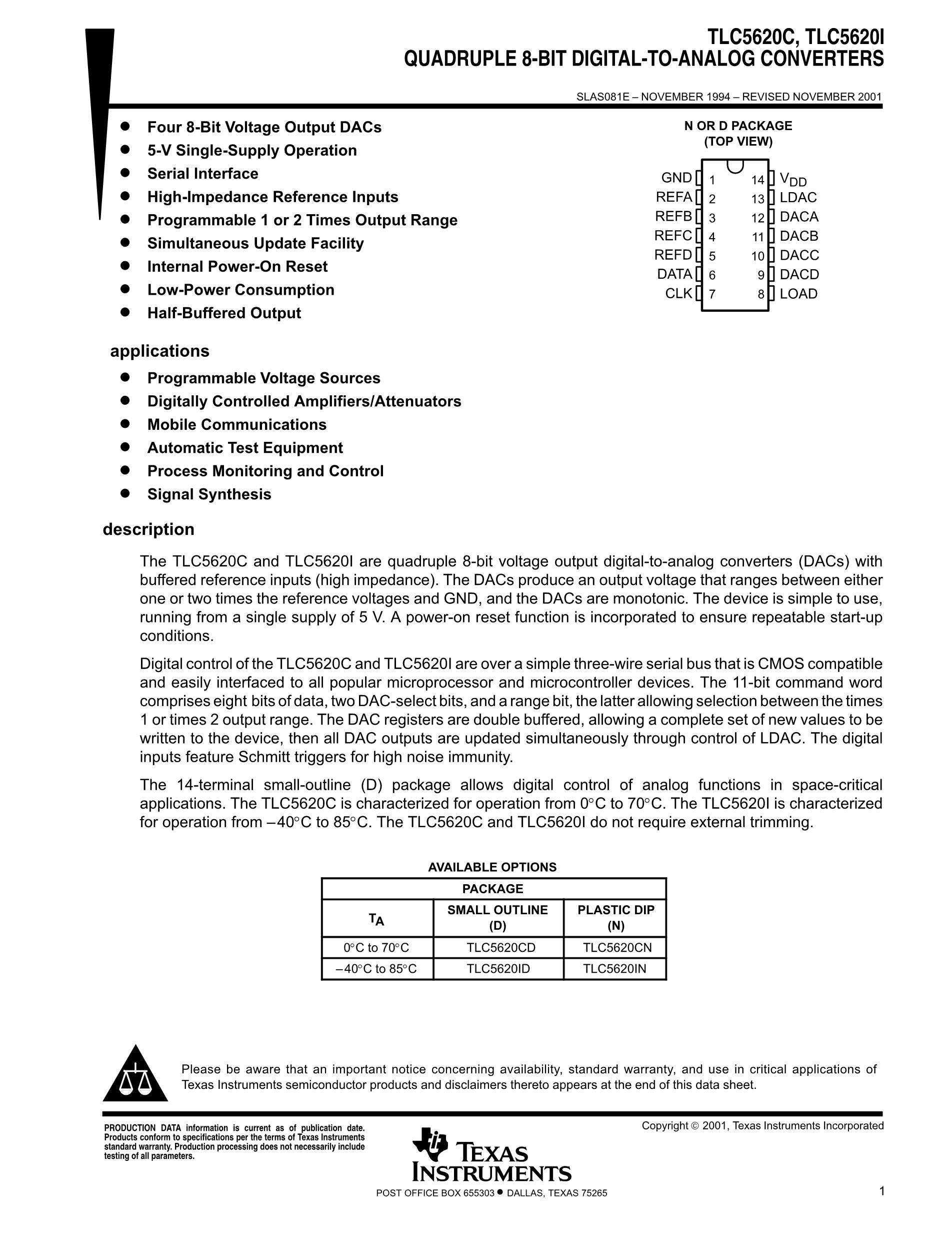 TLC5628CN's pdf picture 1